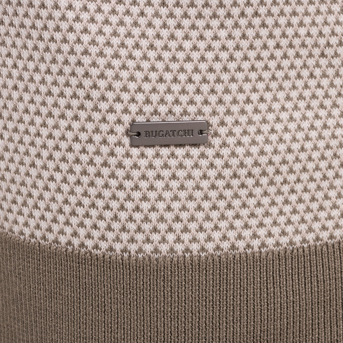 Geometric Johnny Collar Short-Sleeve Sweater