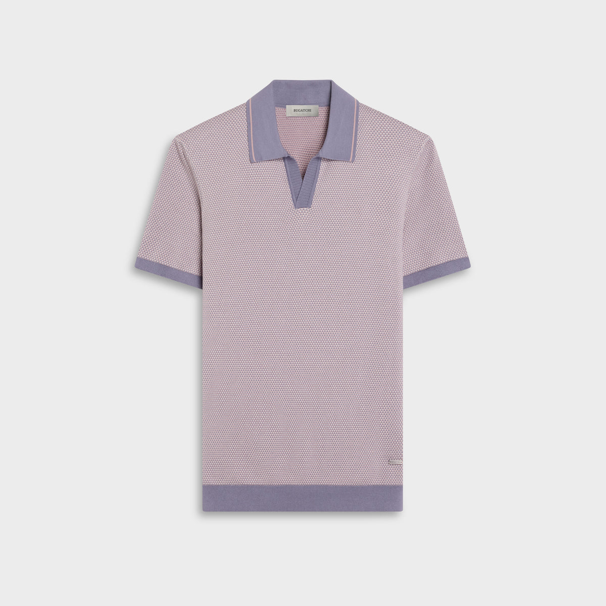 Geometric Johnny Collar Short-Sleeve Sweater