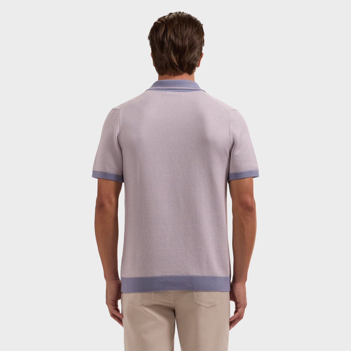 Geometric Johnny Collar Short-Sleeve Sweater