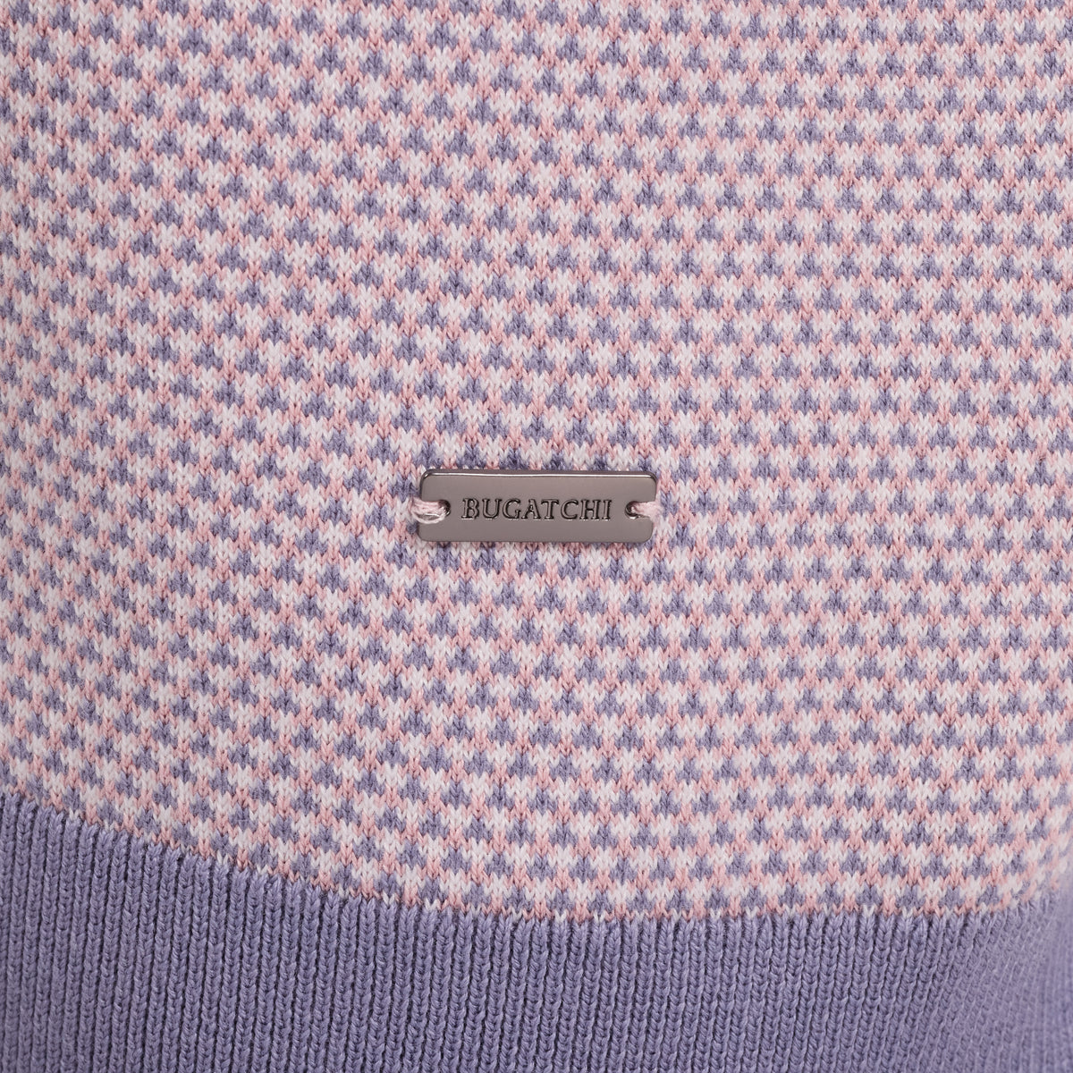 Geometric Johnny Collar Short-Sleeve Sweater
