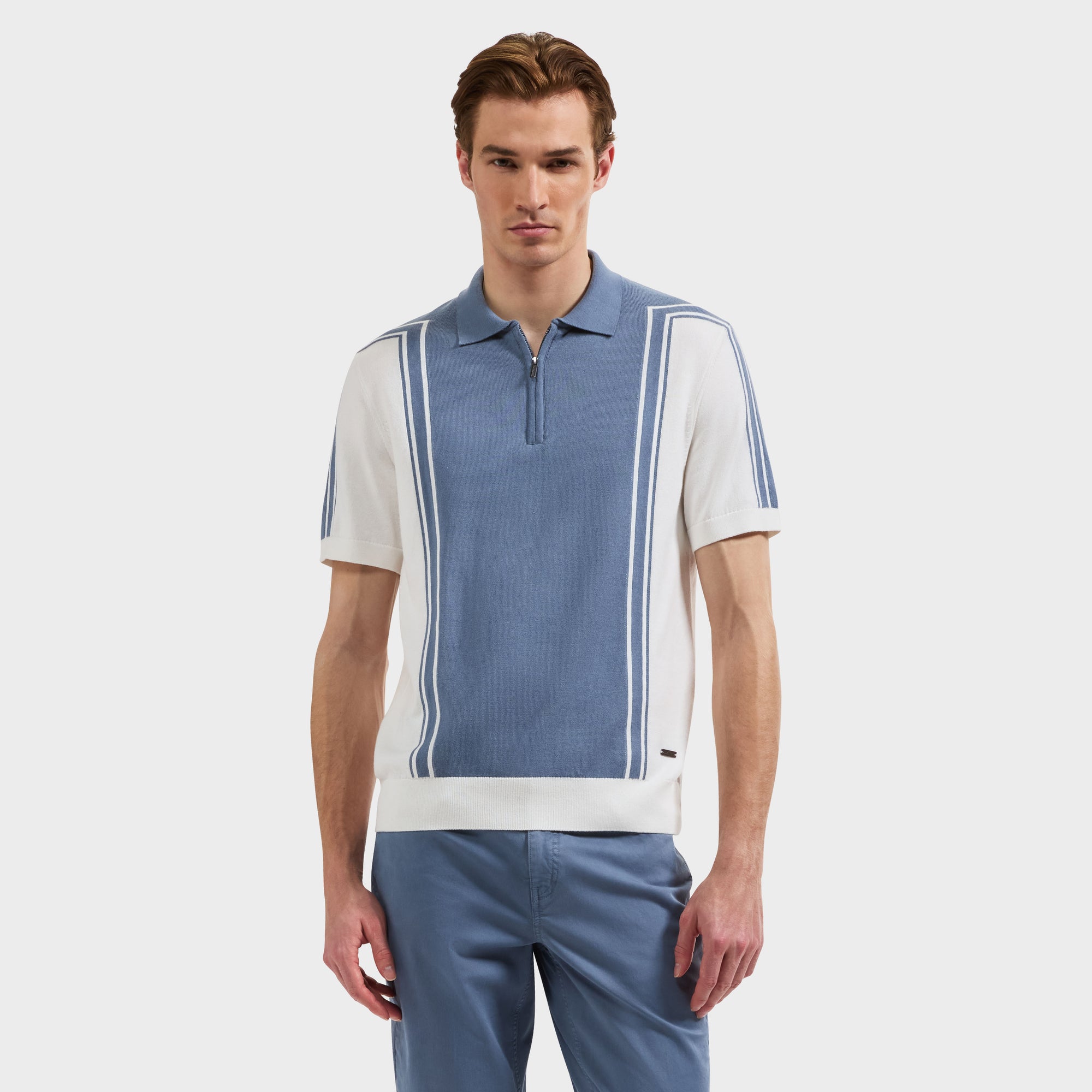 Color block Quarter-Zip Polo Sweater