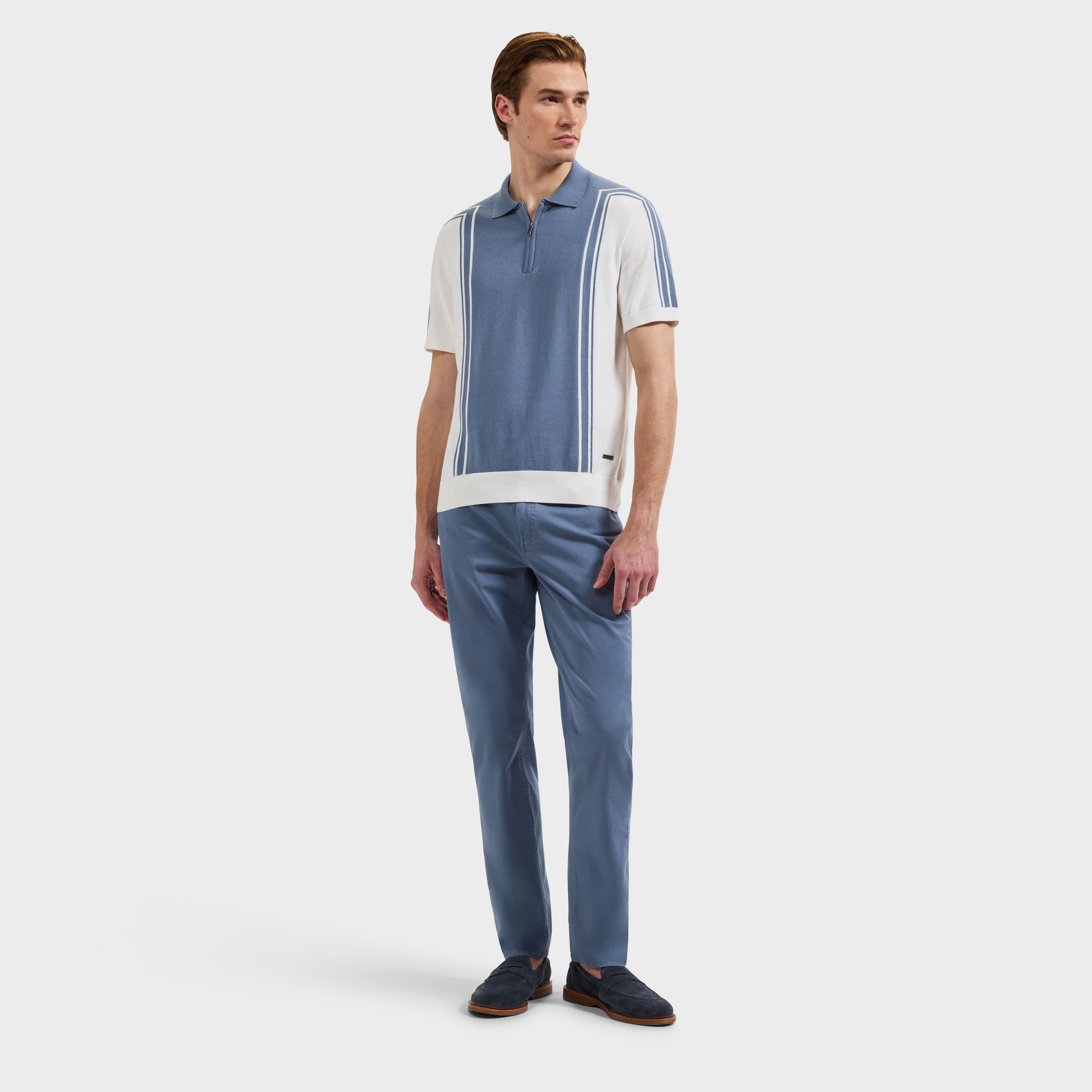 Color block Quarter-Zip Polo Sweater