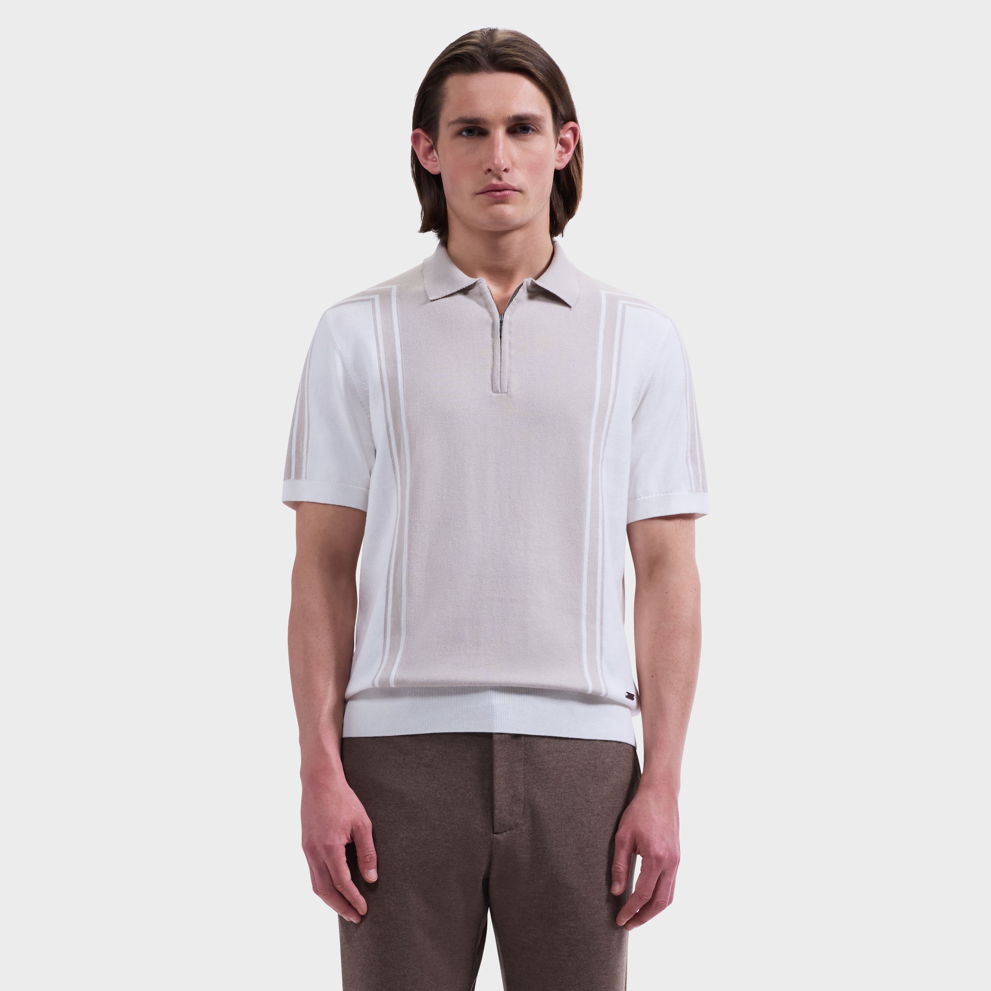 Color block Quarter-Zip Polo Sweater