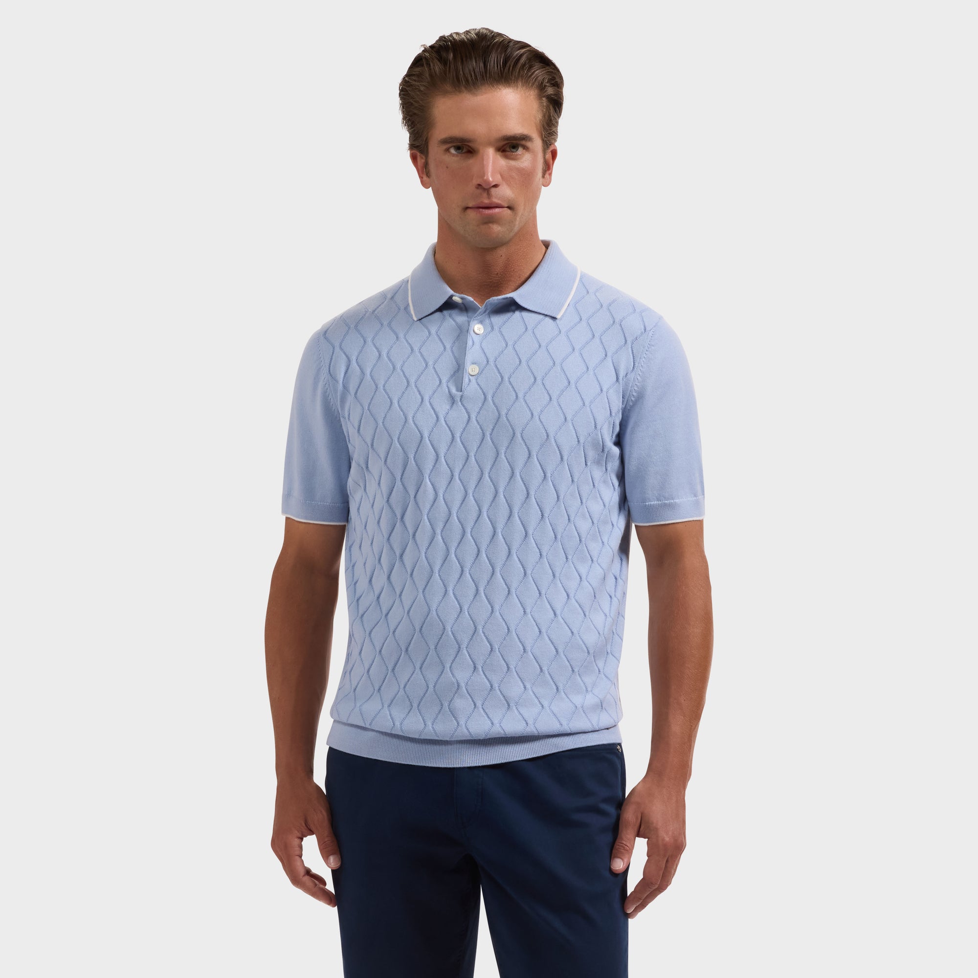 Diamond Wave Short-Sleeve Polo Sweater