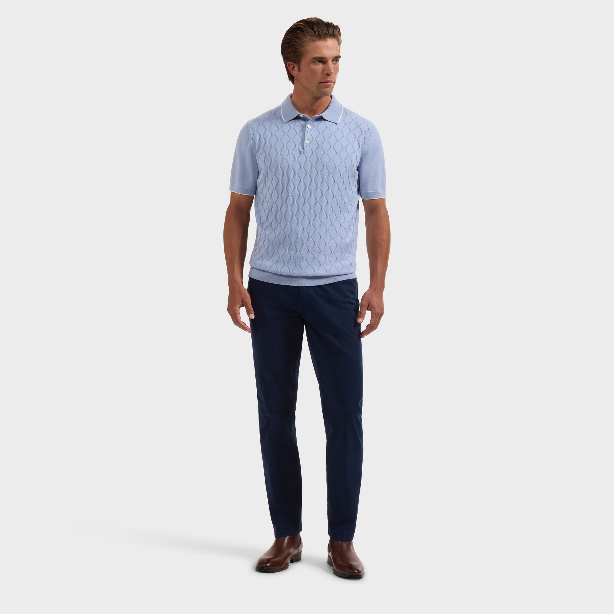 Diamond Wave Short-Sleeve Polo Sweater