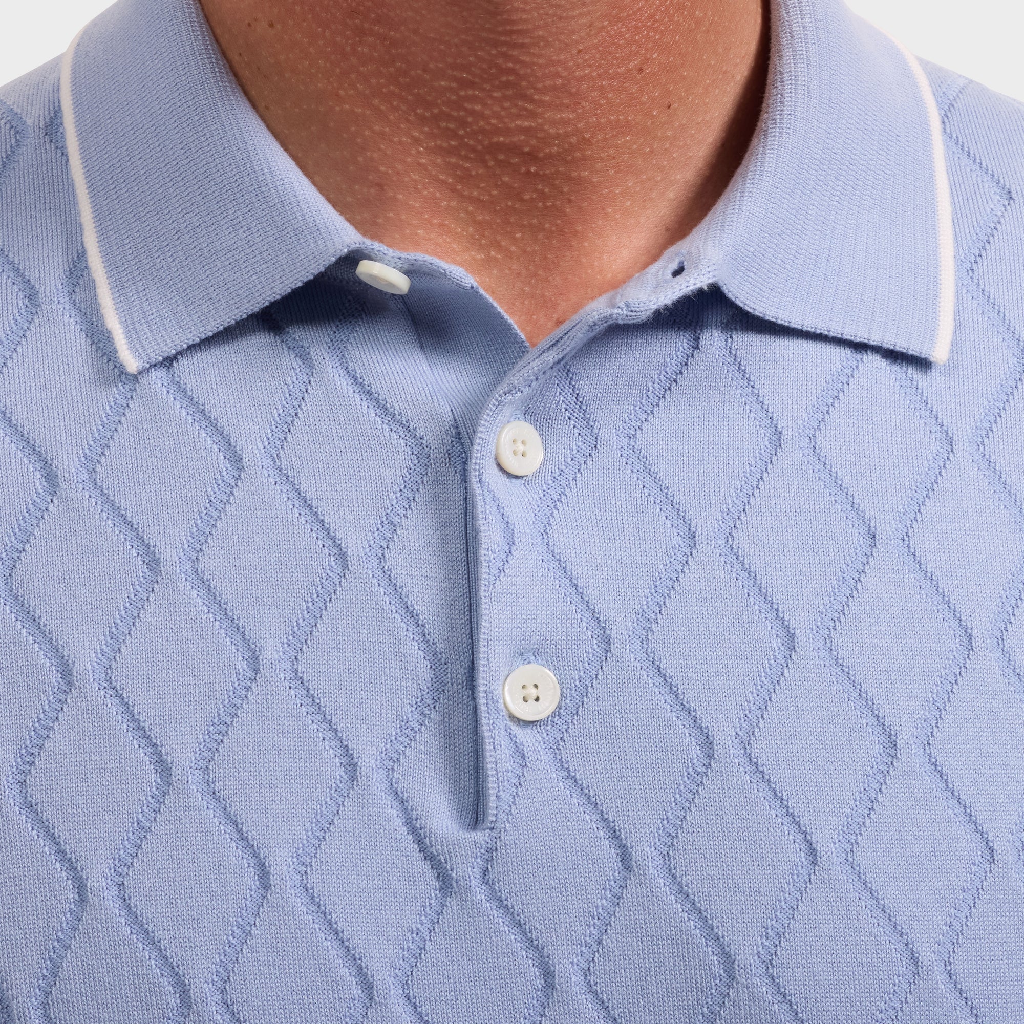 Diamond Wave Short-Sleeve Polo Sweater