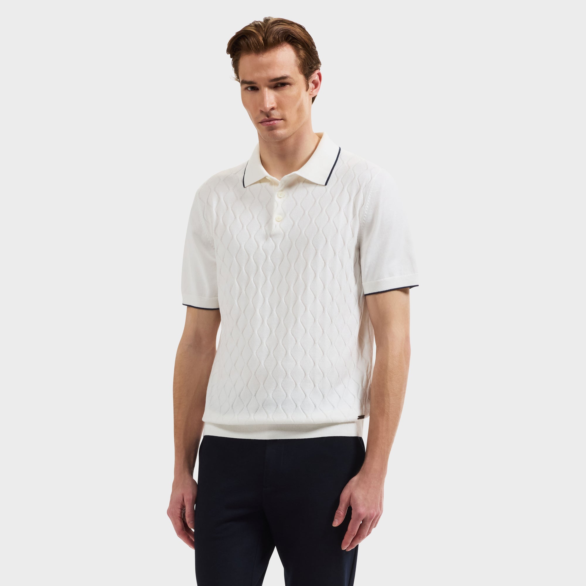 Diamond Wave Short-Sleeve Polo Sweater