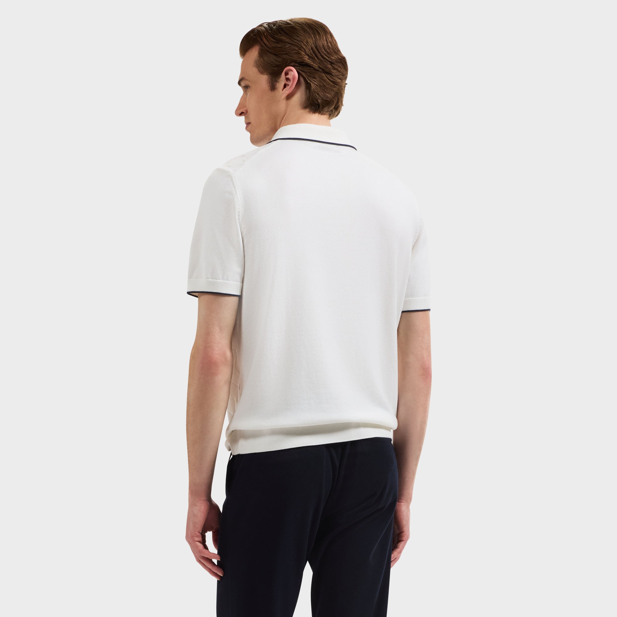 Diamond Wave Short-Sleeve Polo Sweater