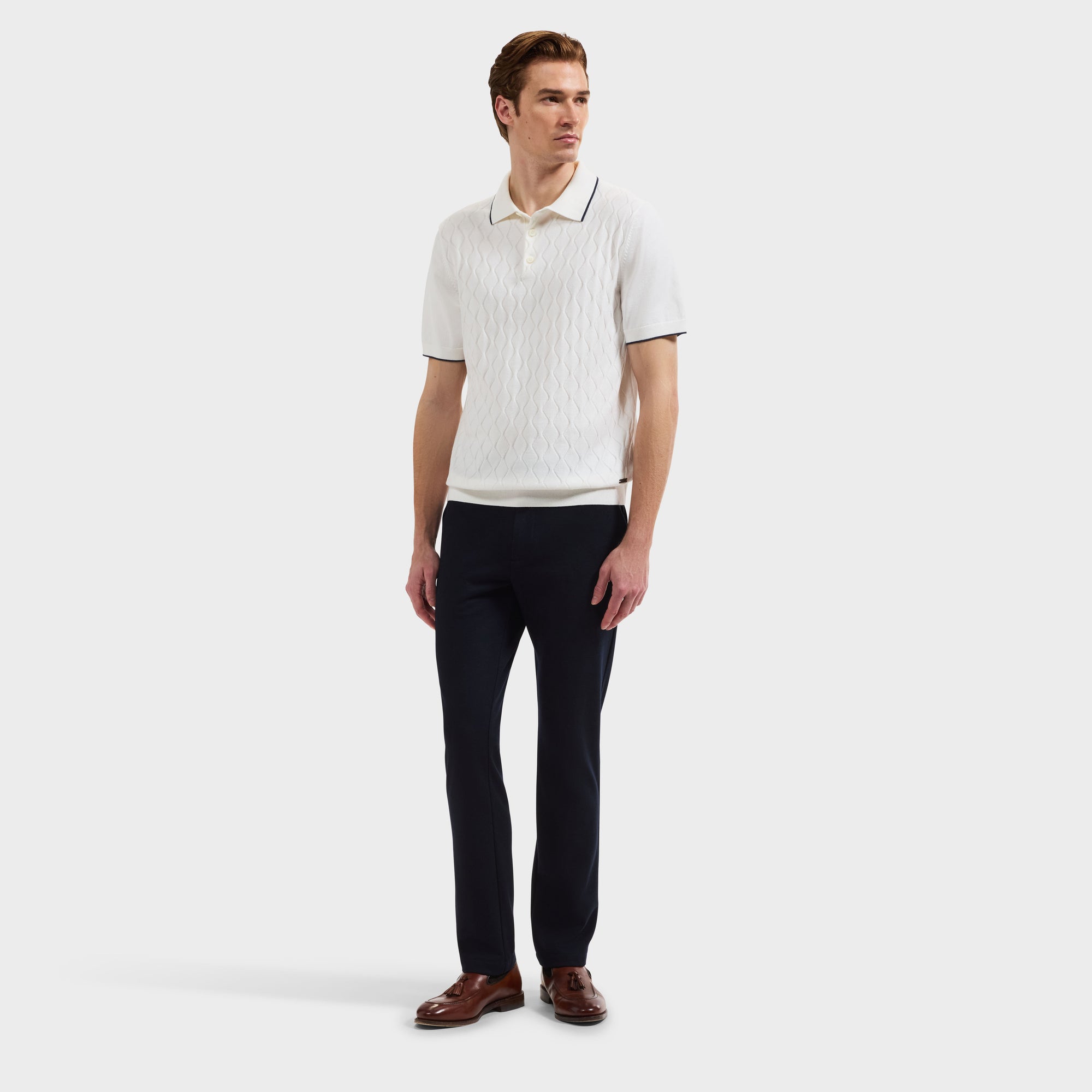 Diamond Wave Short-Sleeve Polo Sweater