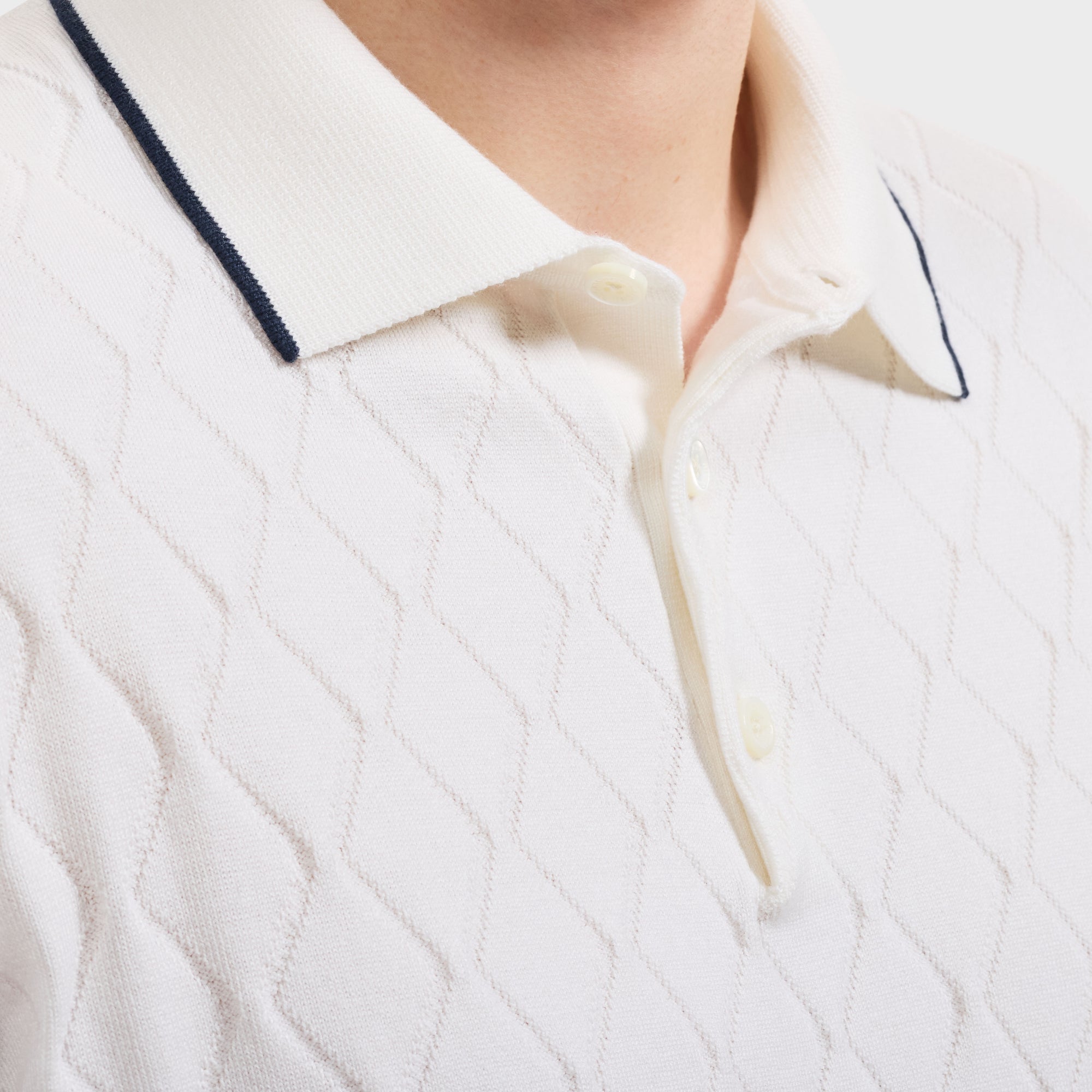 Diamond Wave Short-Sleeve Polo Sweater