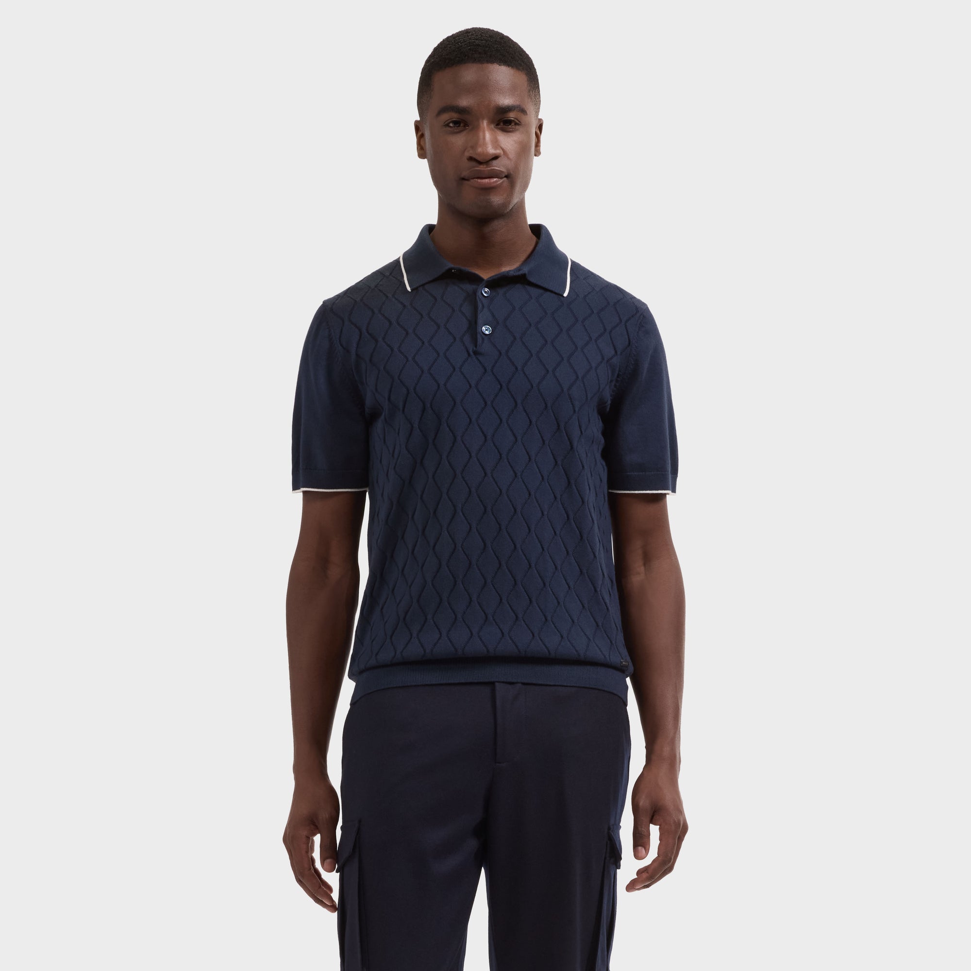 Diamond Wave Short-Sleeve Polo Sweater