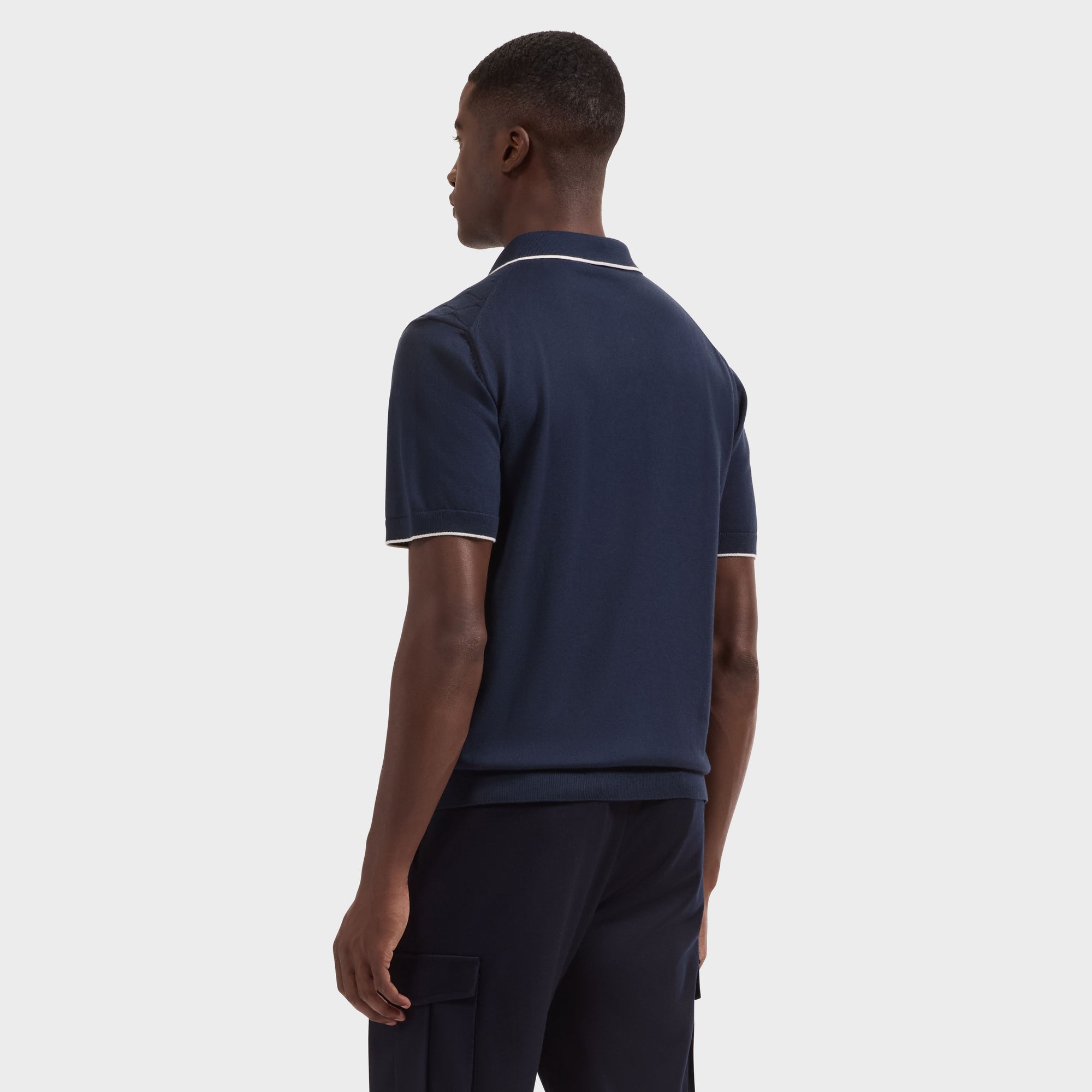 Diamond Wave Short-Sleeve Polo Sweater