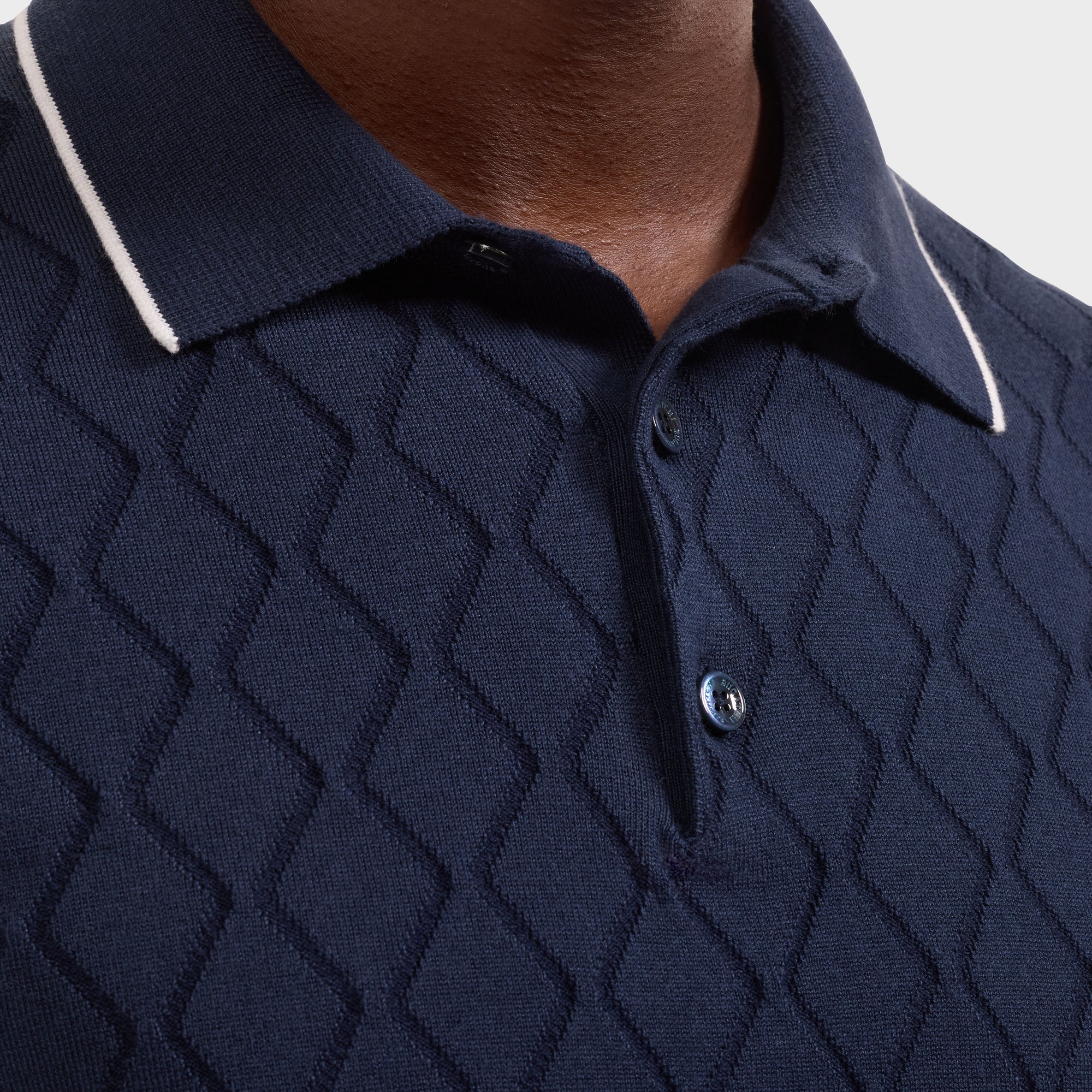 Diamond Wave Short-Sleeve Polo Sweater