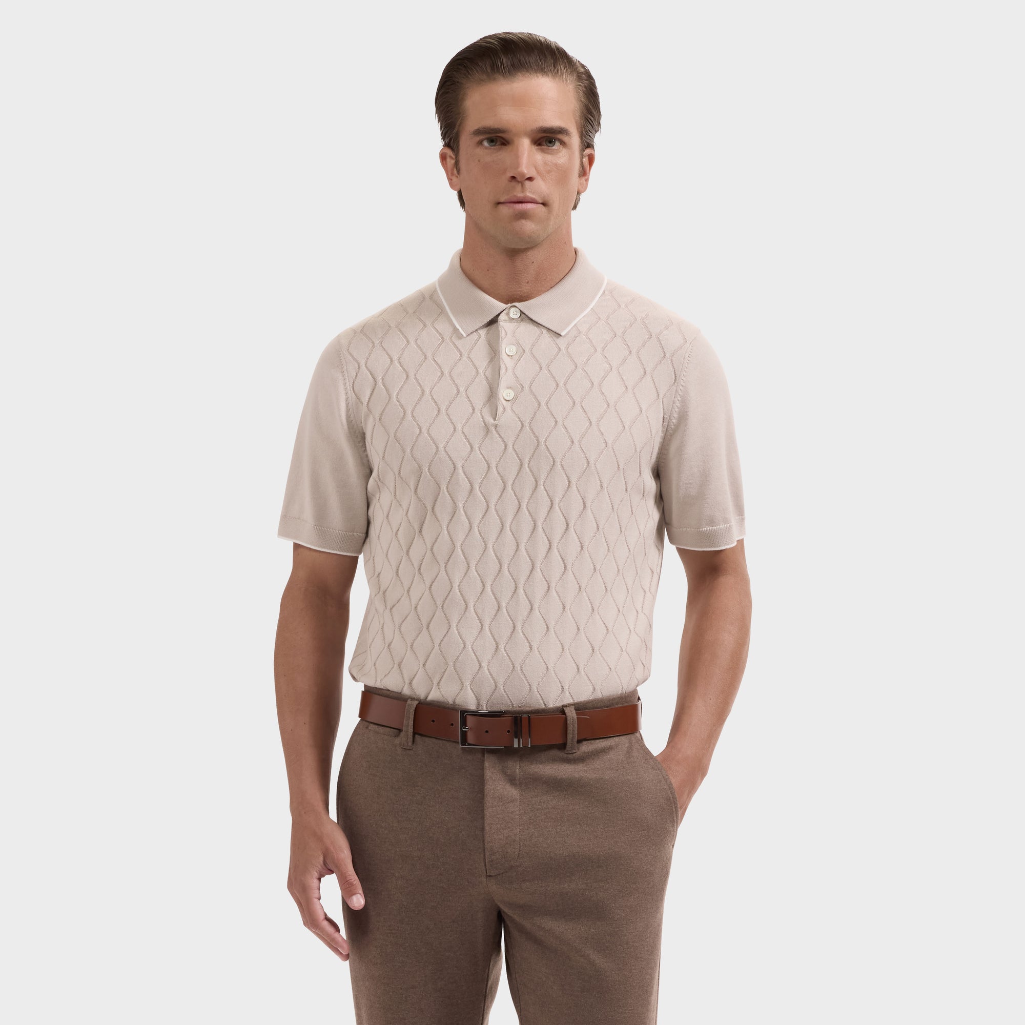 Diamond Wave Short-Sleeve Polo Sweater