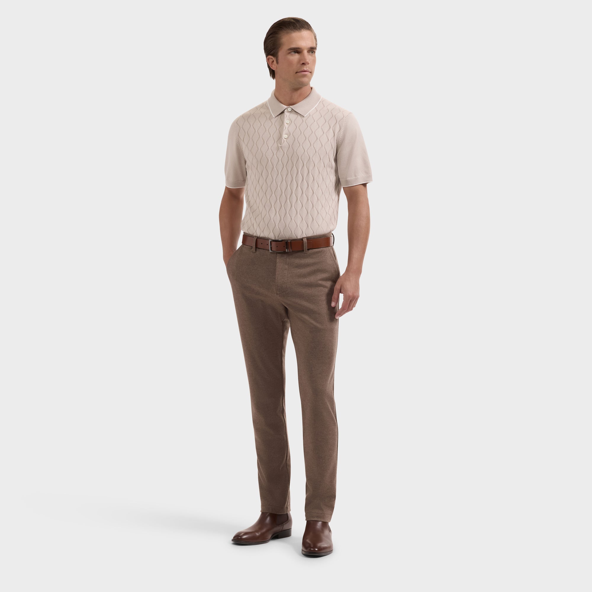 Diamond Wave Short-Sleeve Polo Sweater