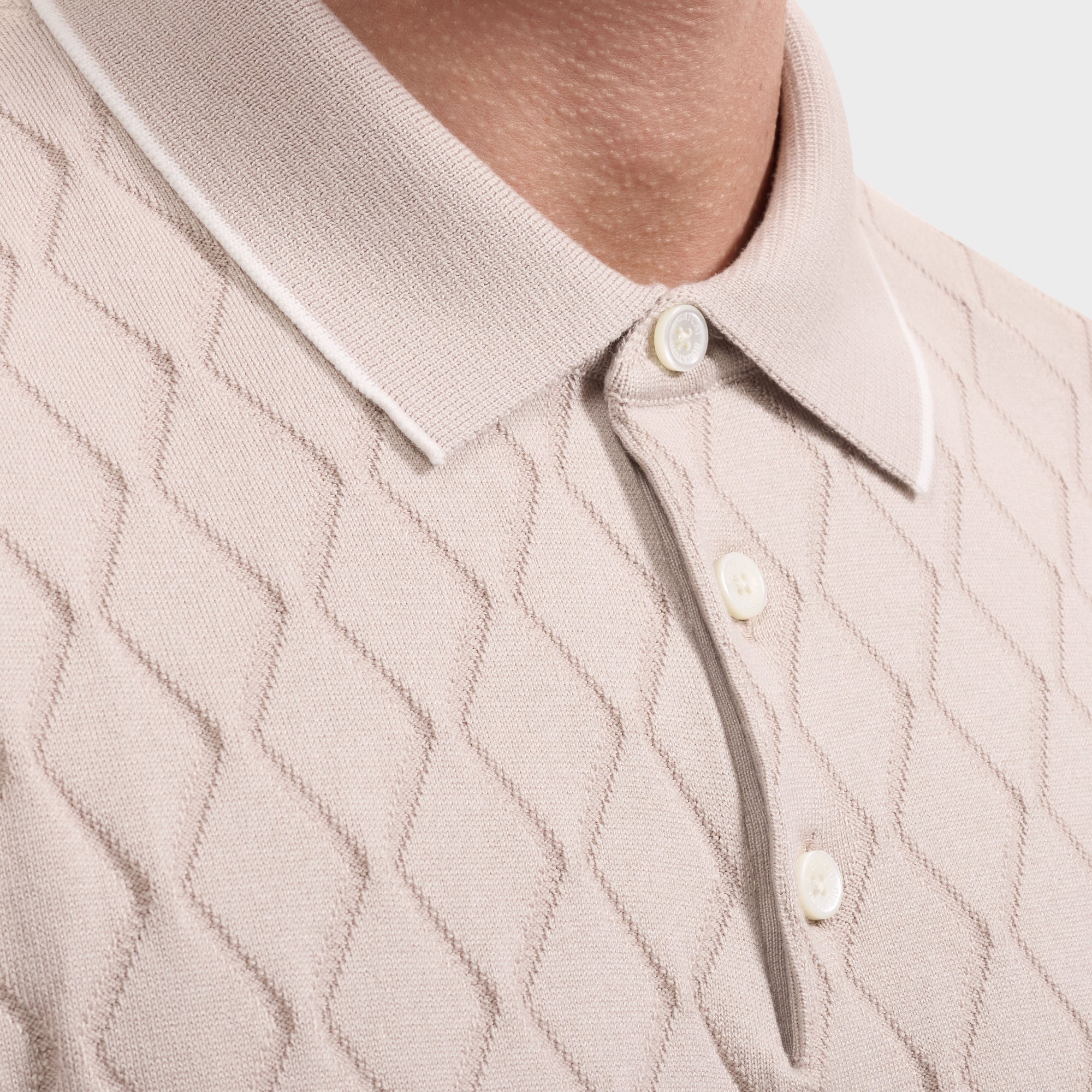 Diamond Wave Short-Sleeve Polo Sweater