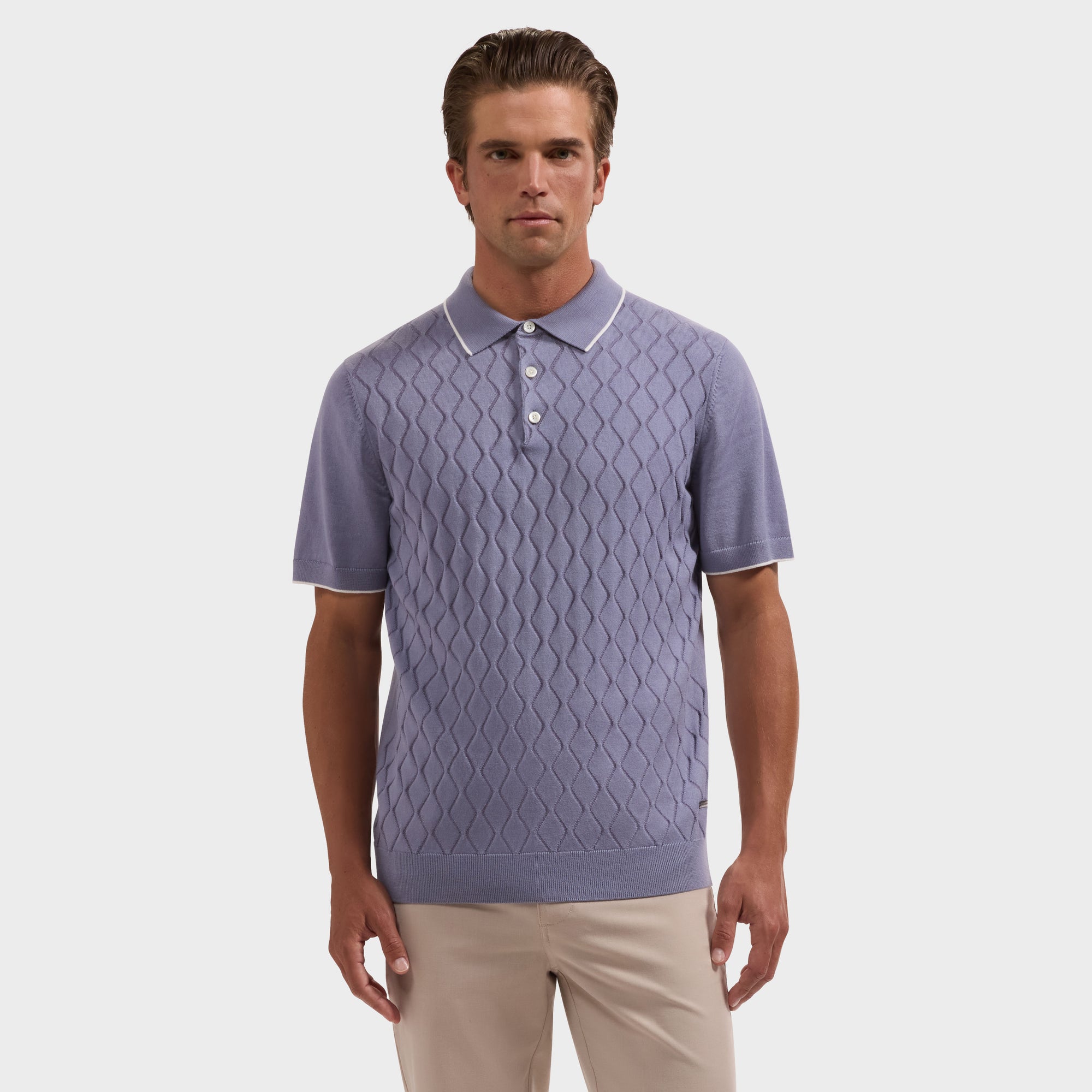 Diamond Wave Short-Sleeve Polo Sweater