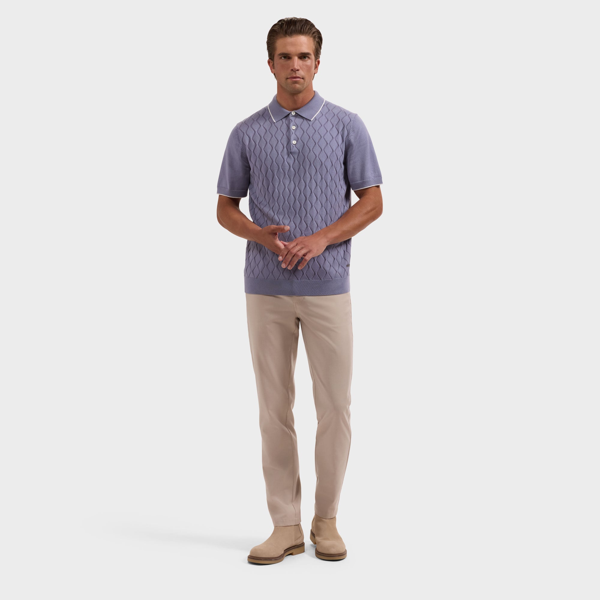 Diamond Wave Short-Sleeve Polo Sweater