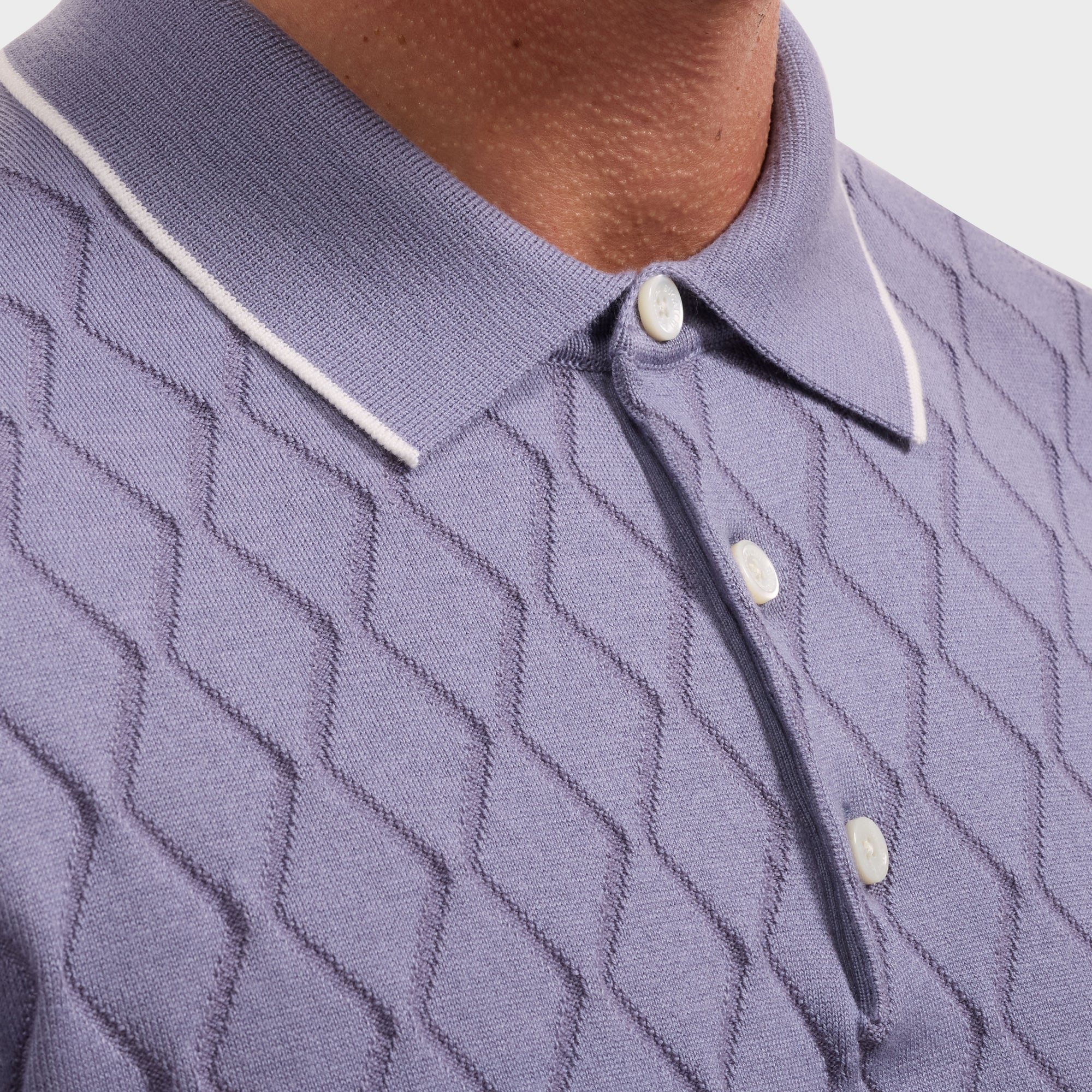 Diamond Wave Short-Sleeve Polo Sweater