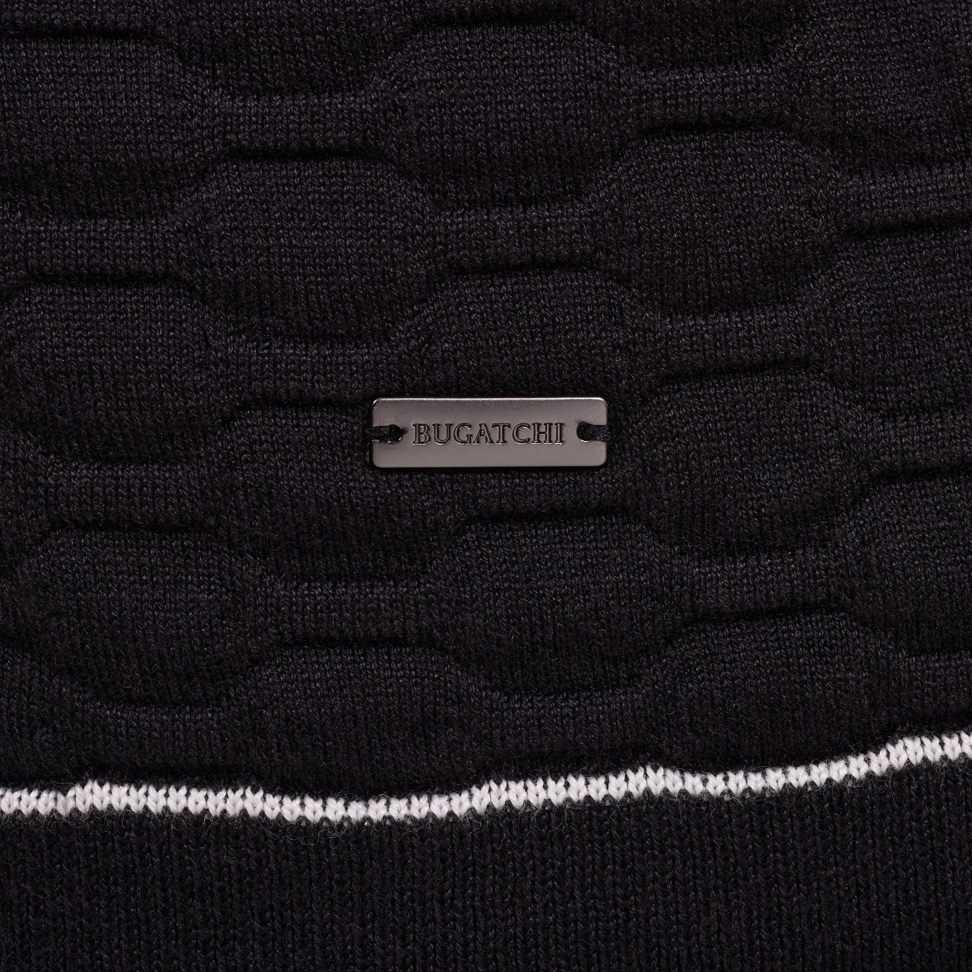 Geometric Full Button Short-Sleeve Polo Sweater