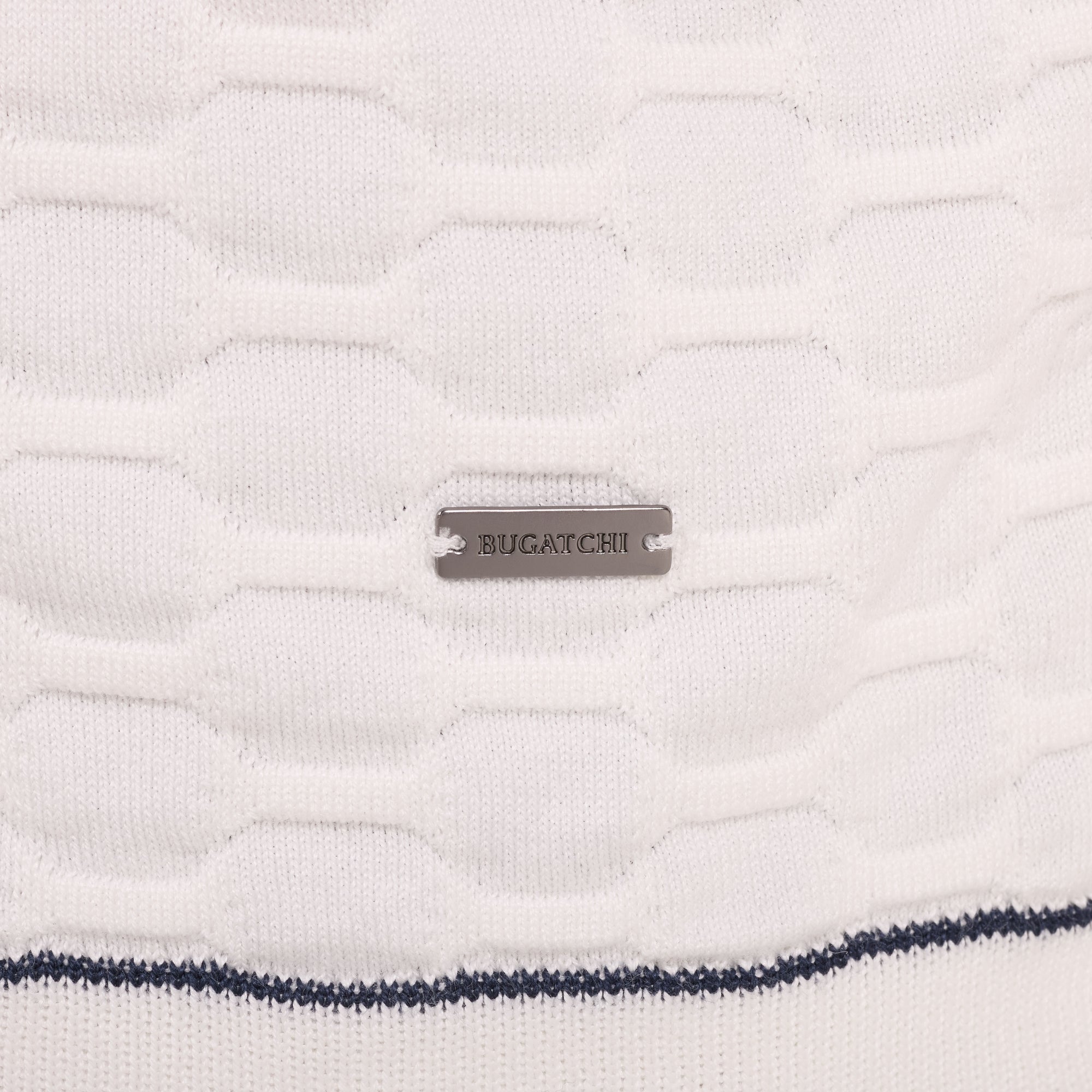 Geometric Full Button Short-Sleeve Polo Sweater
