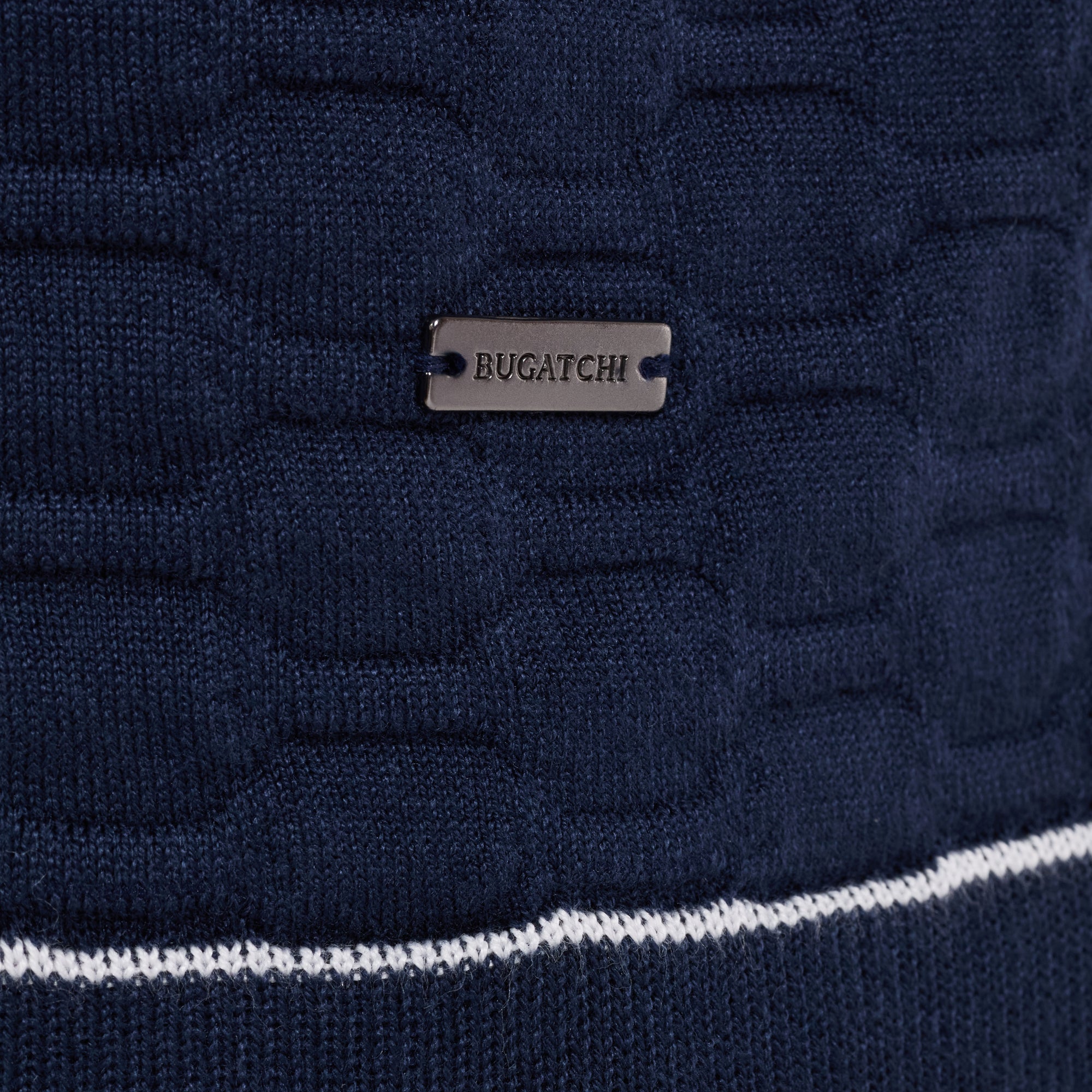 Geometric Full Button Short-Sleeve Polo Sweater