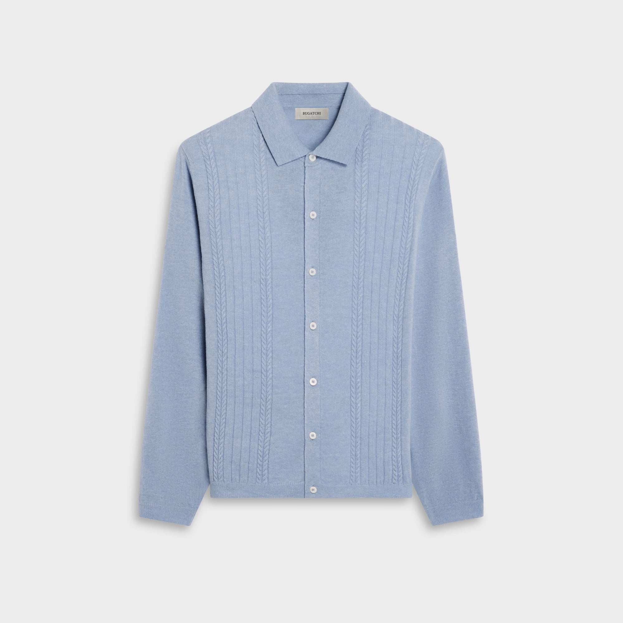 Rope Cable Full Button Polo Sweater