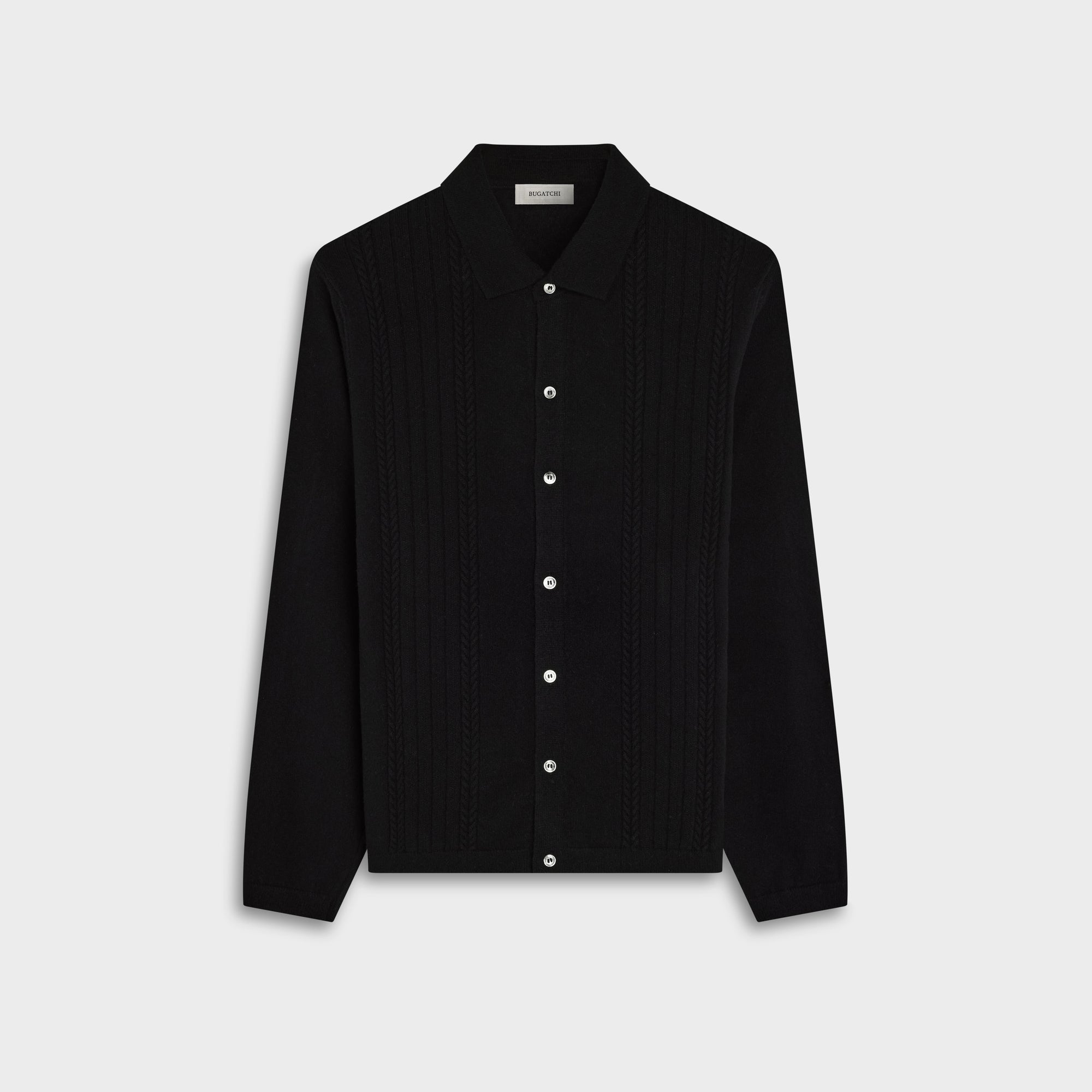 Rope Cable Full Button Polo Sweater