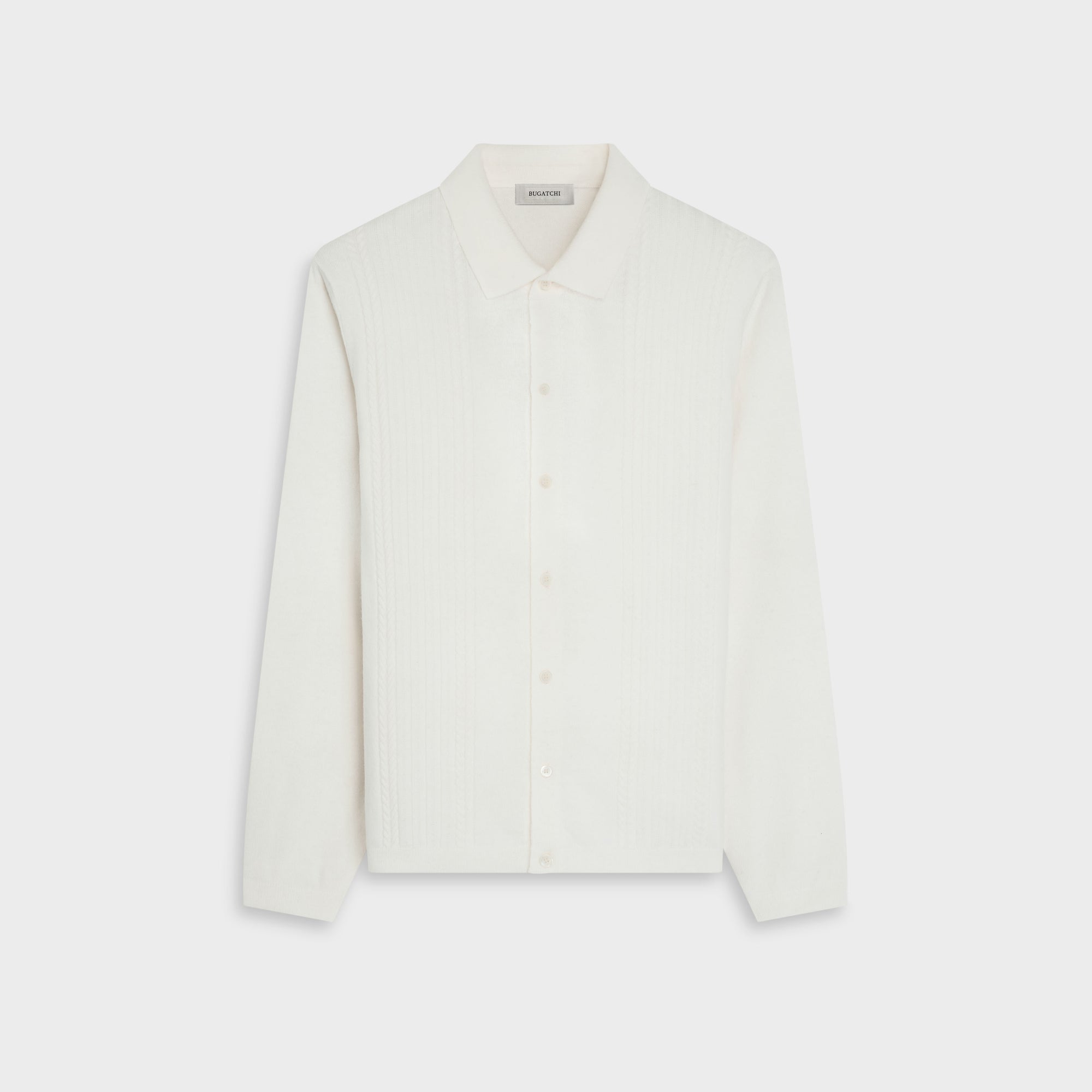 Rope Cable Full Button Polo Sweater