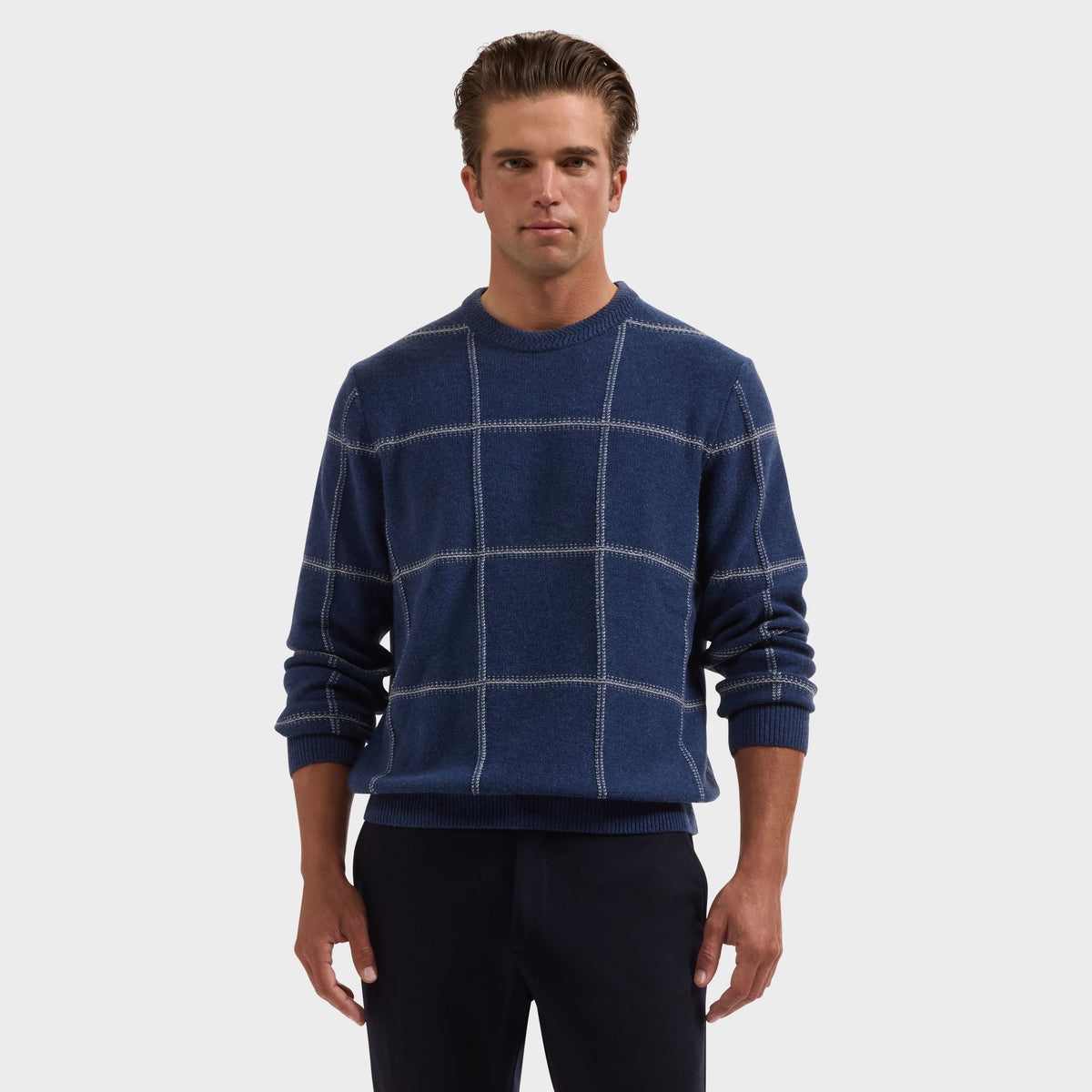 Windowpane Crewneck Sweater