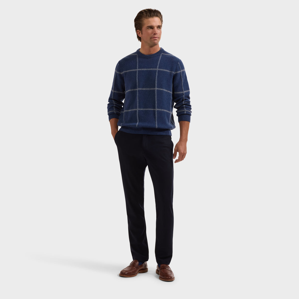 Windowpane Crewneck Sweater