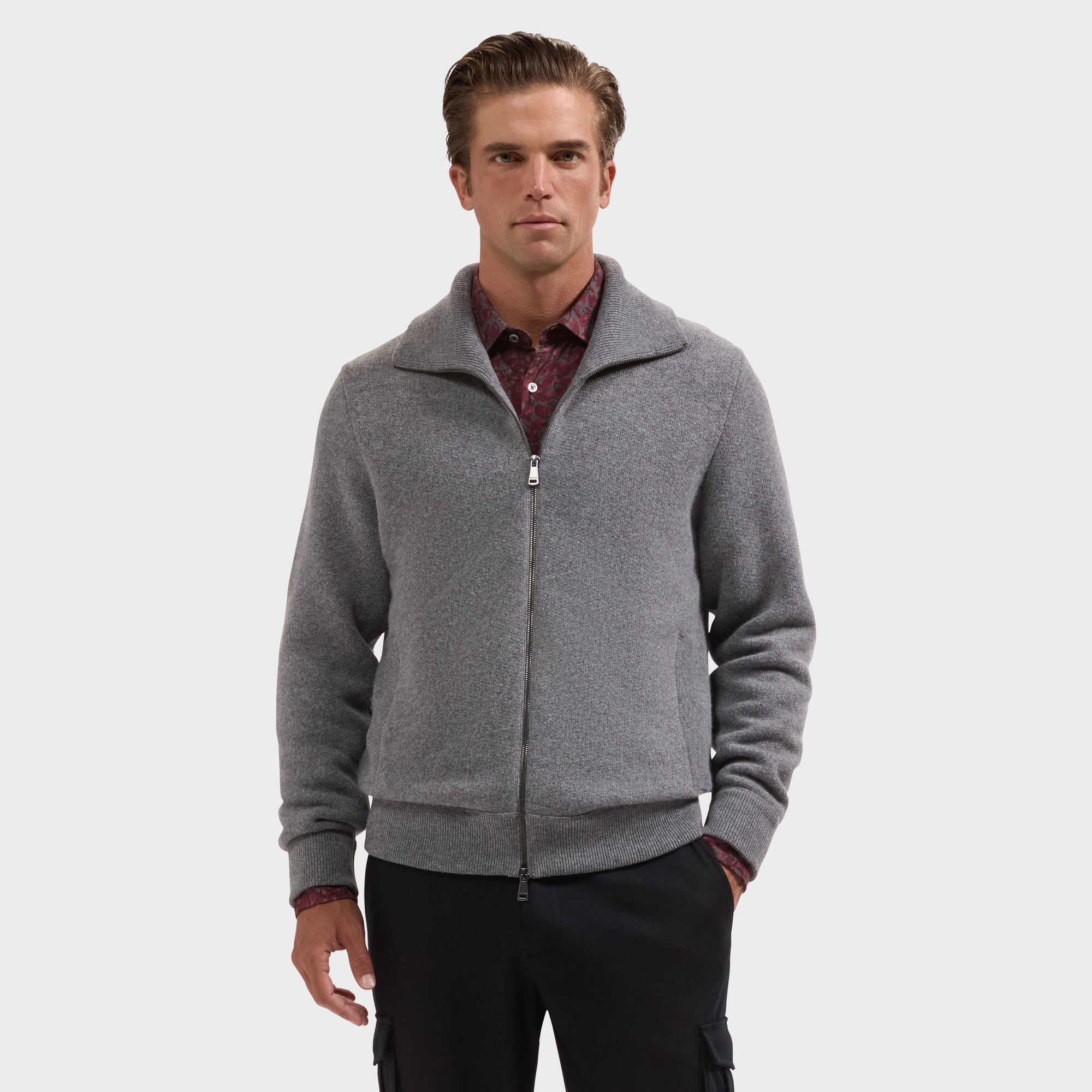 Melange Full Zip Sweater
