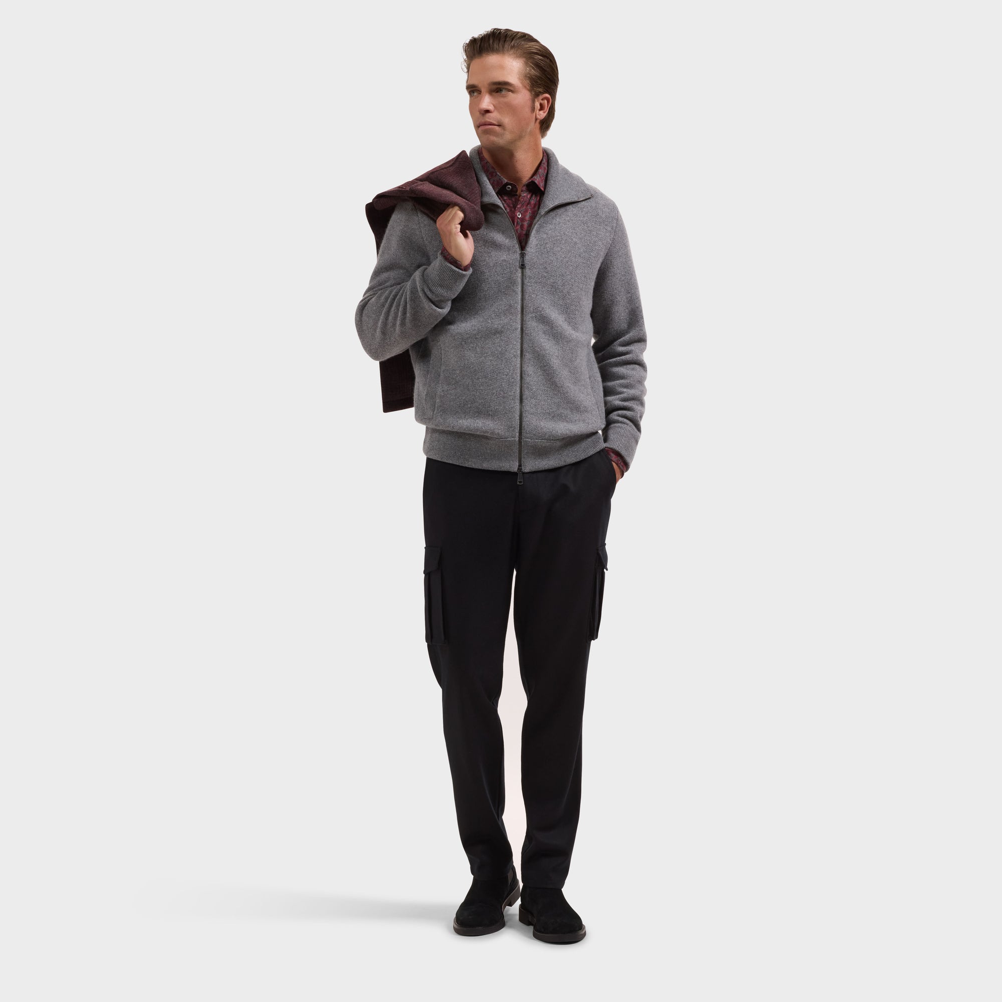 Melange Full Zip Sweater