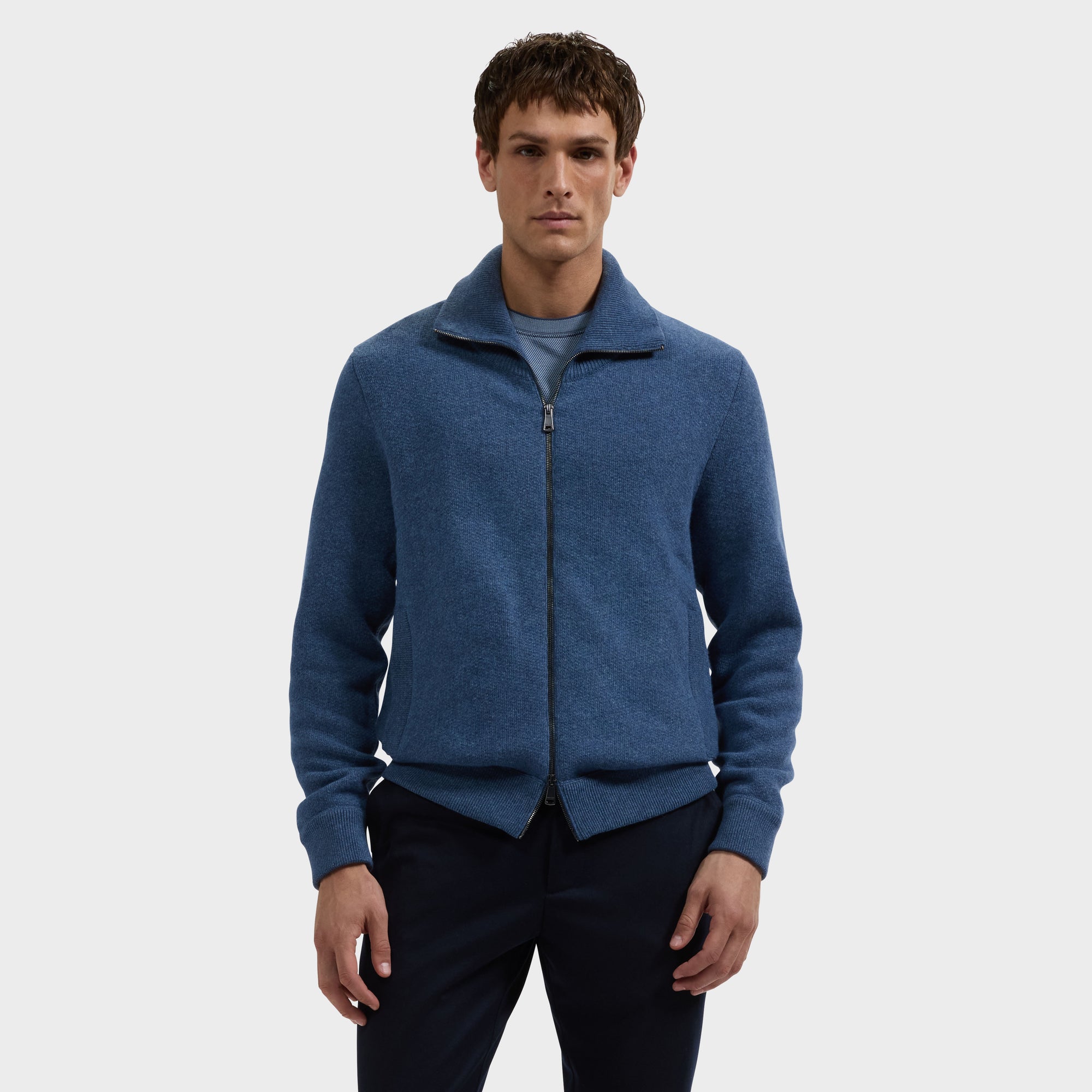 Melange Full Zip Sweater