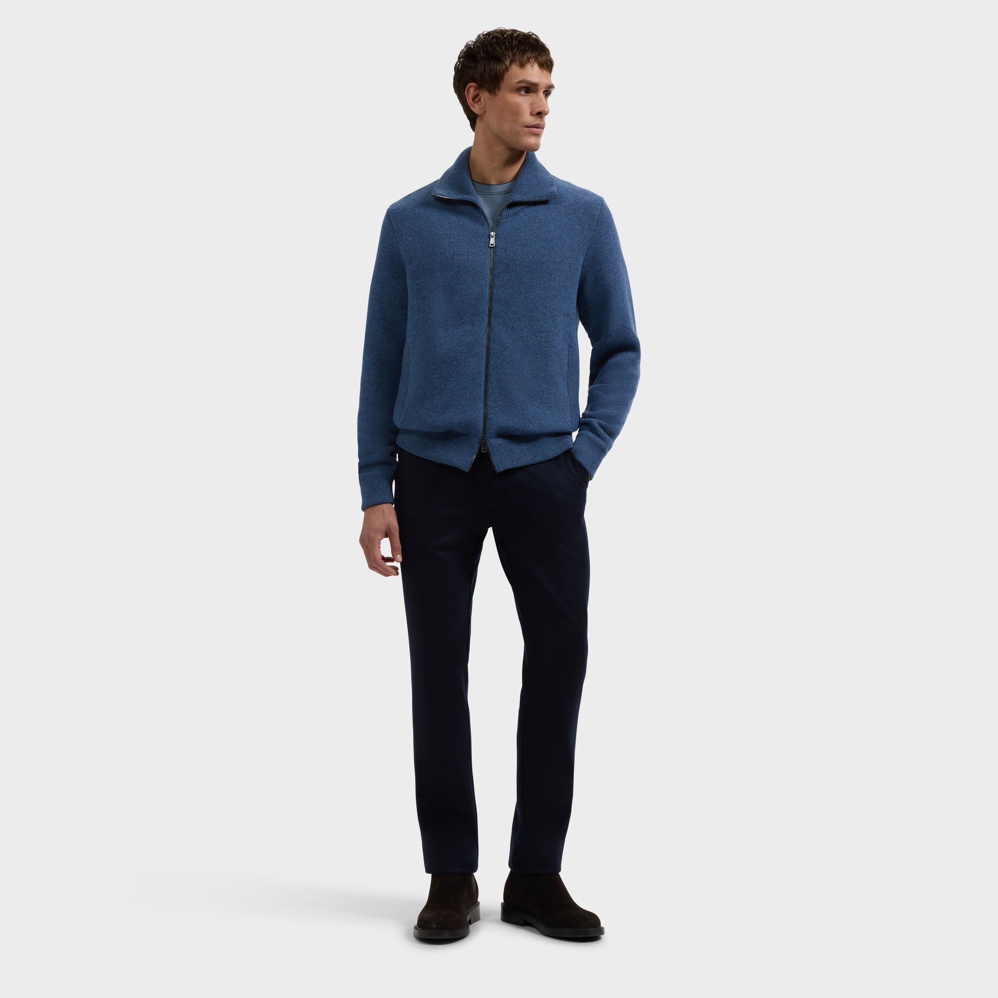 Melange Full Zip Sweater
