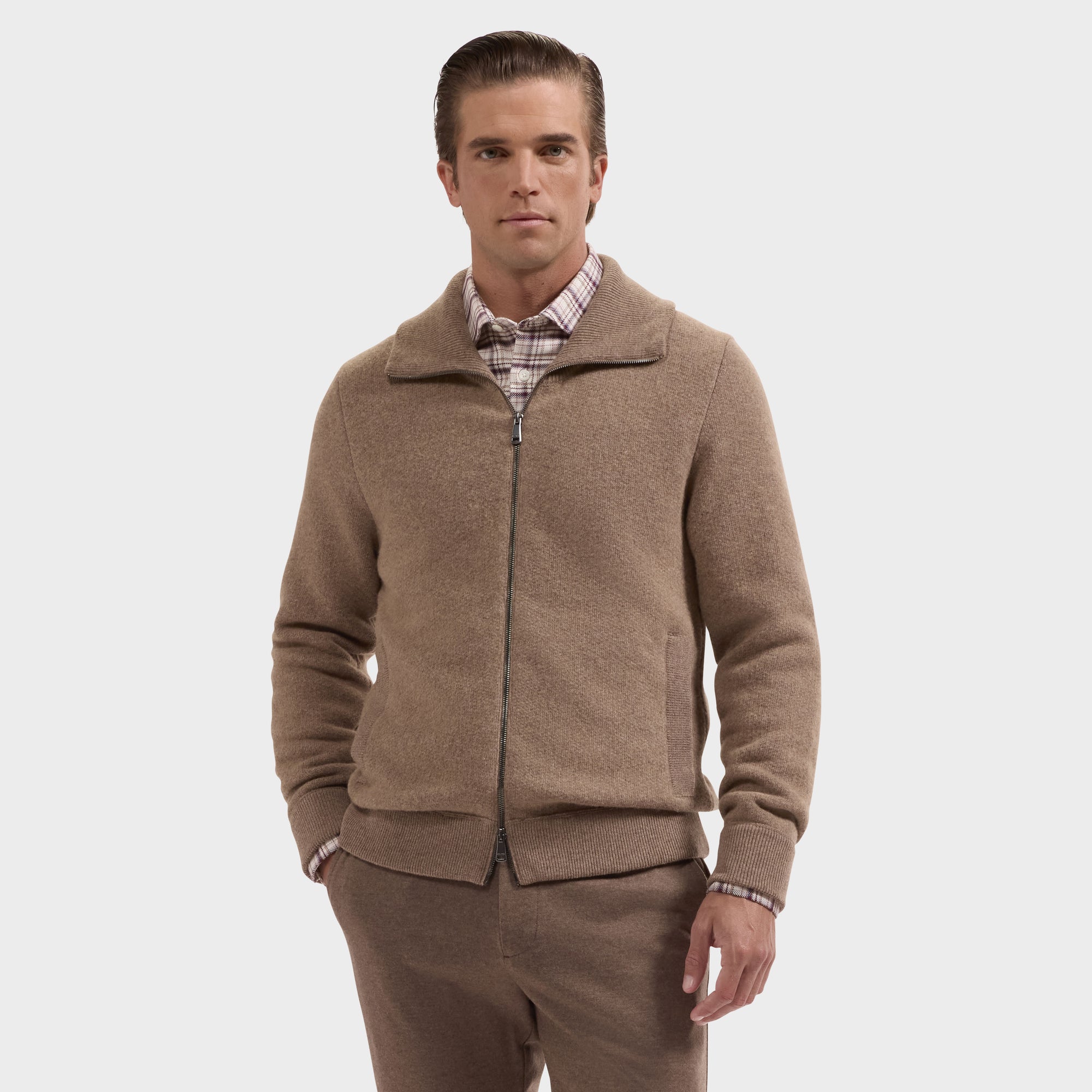 Melange Full Zip Sweater