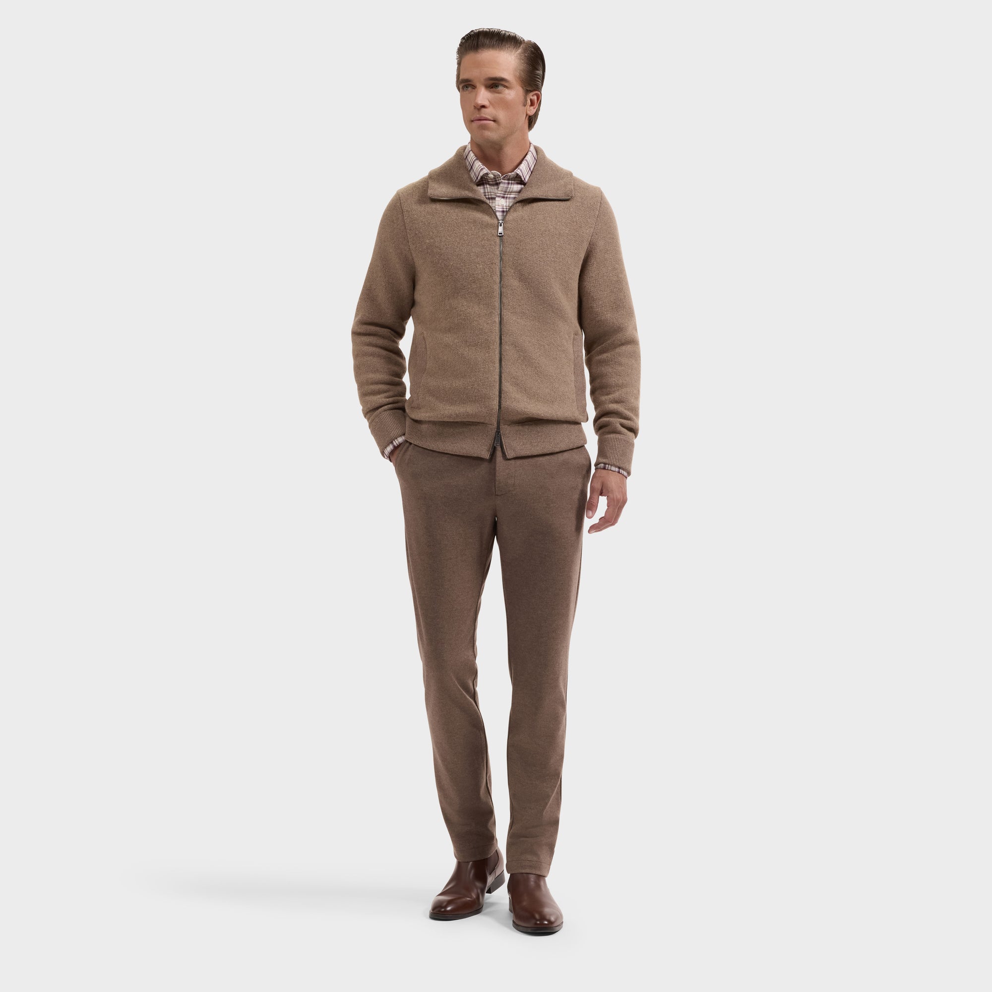 Melange Full Zip Sweater
