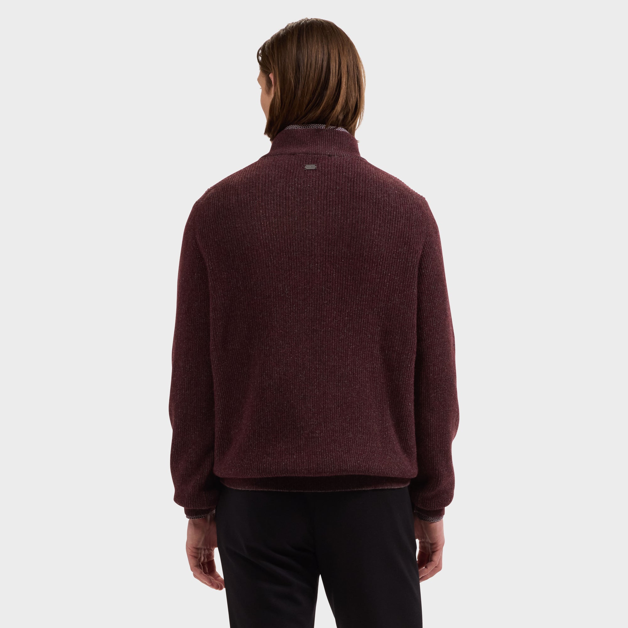 Two-Tone Rib Mock Neck Sweater