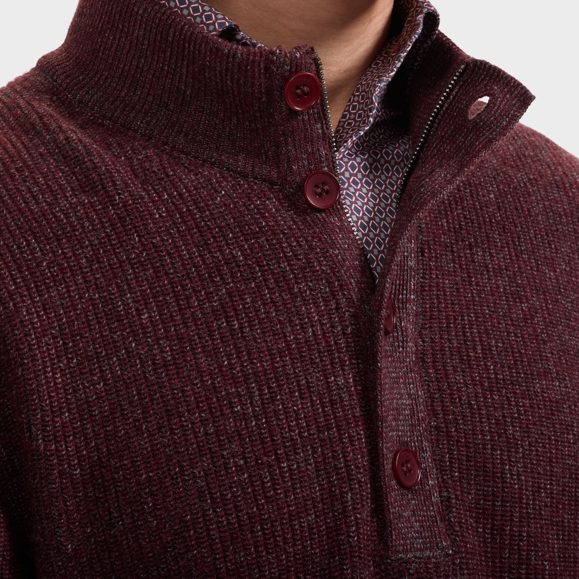 Two-Tone Rib Mock Neck Sweater