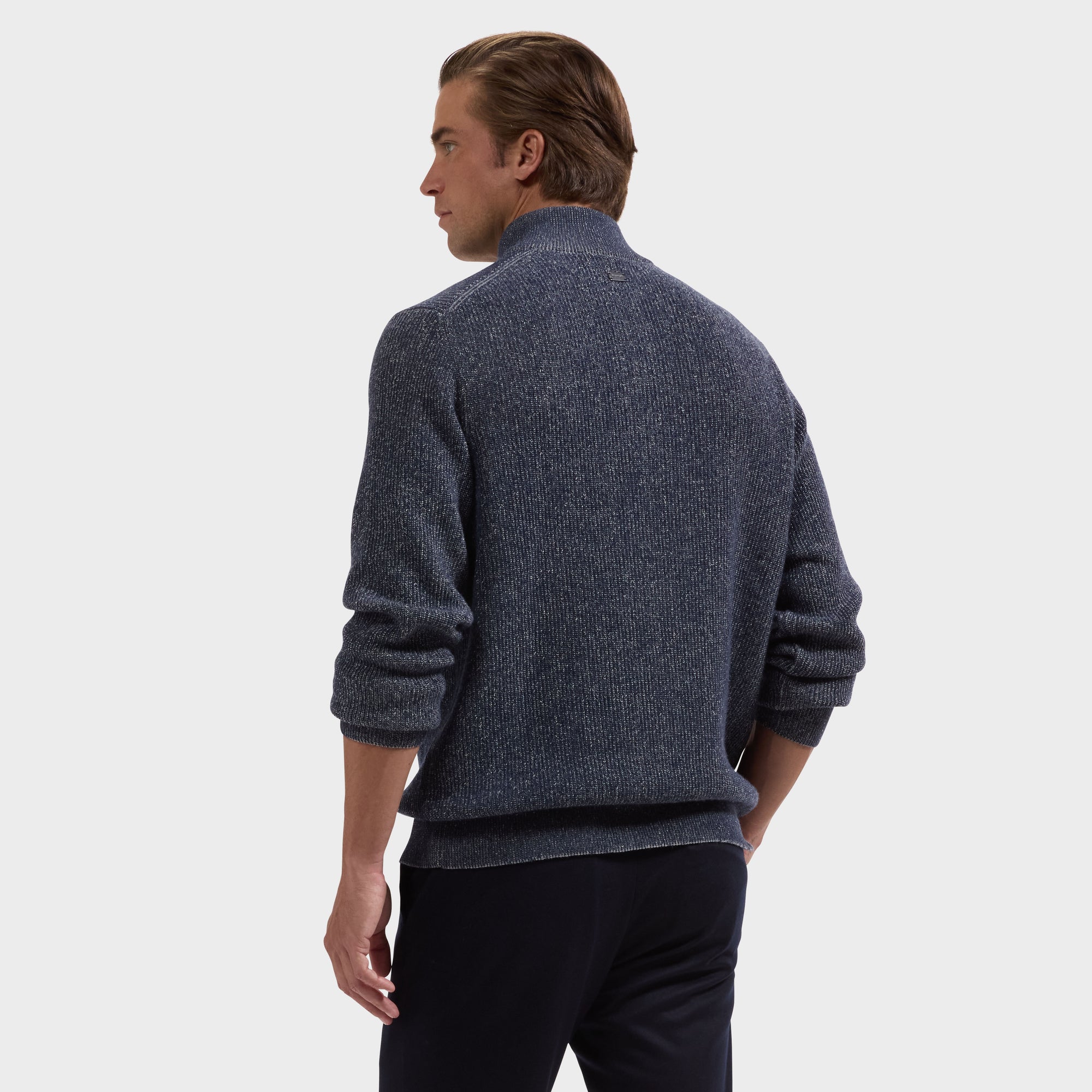 Two-Tone Rib Mock Neck Sweater