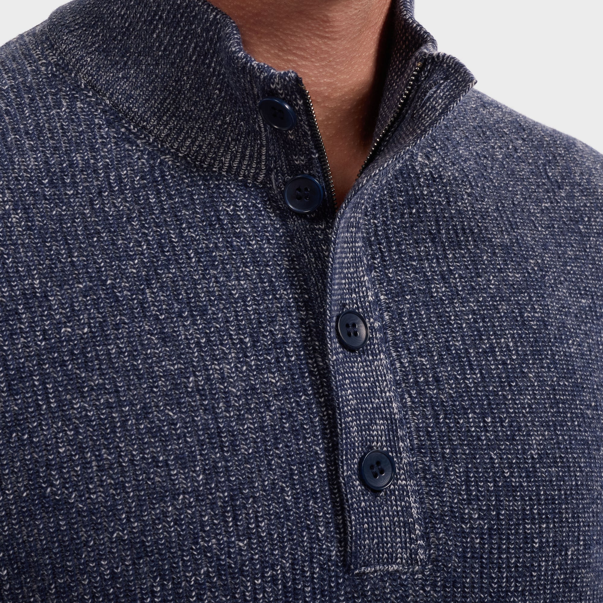 Two-Tone Rib Mock Neck Sweater