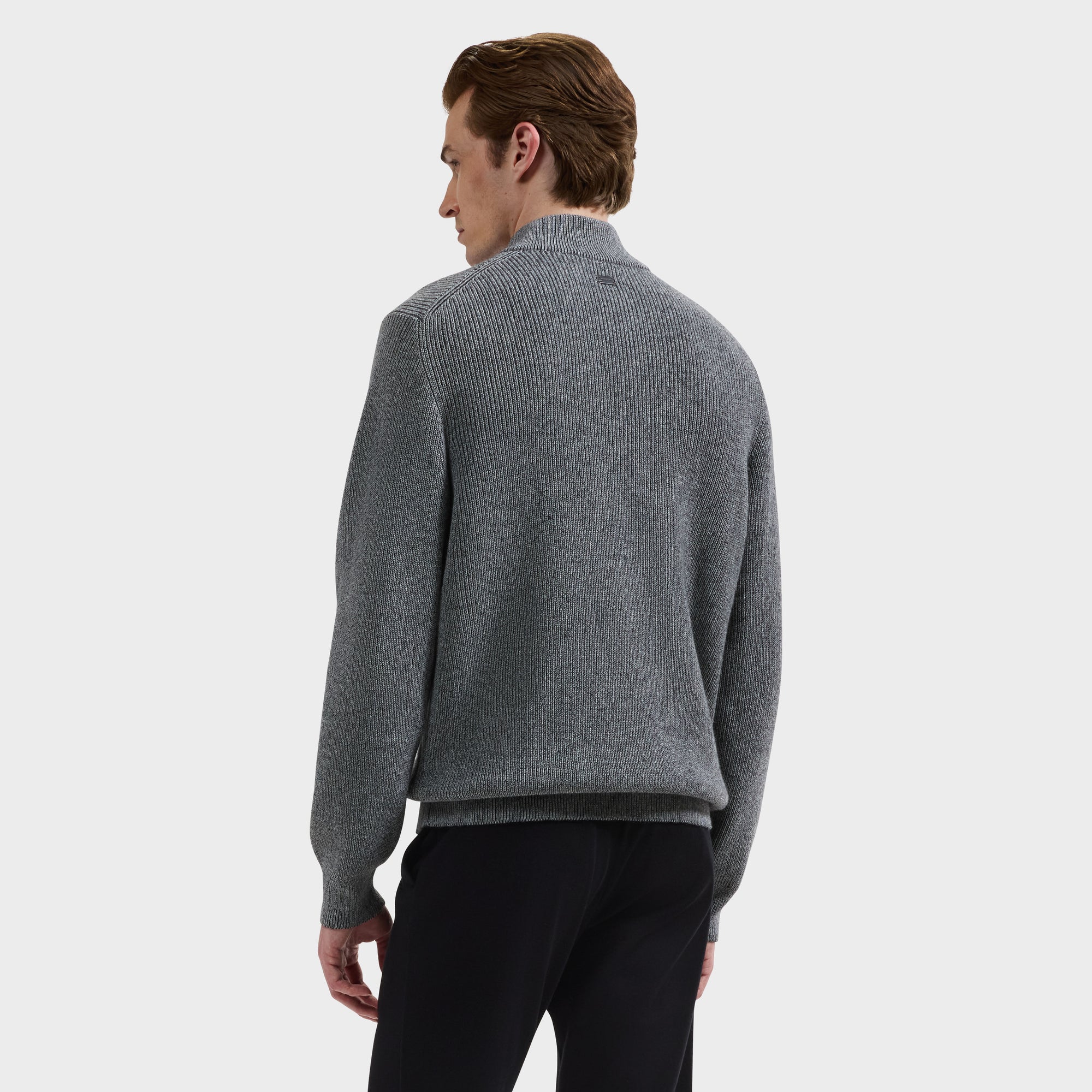Two-Tone Rib Mock Neck Sweater