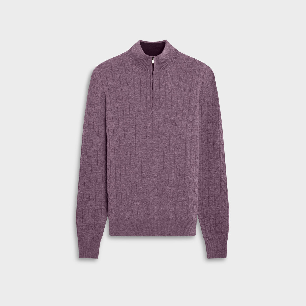 Chevron Stripe Merino Quarter-Zip Sweater