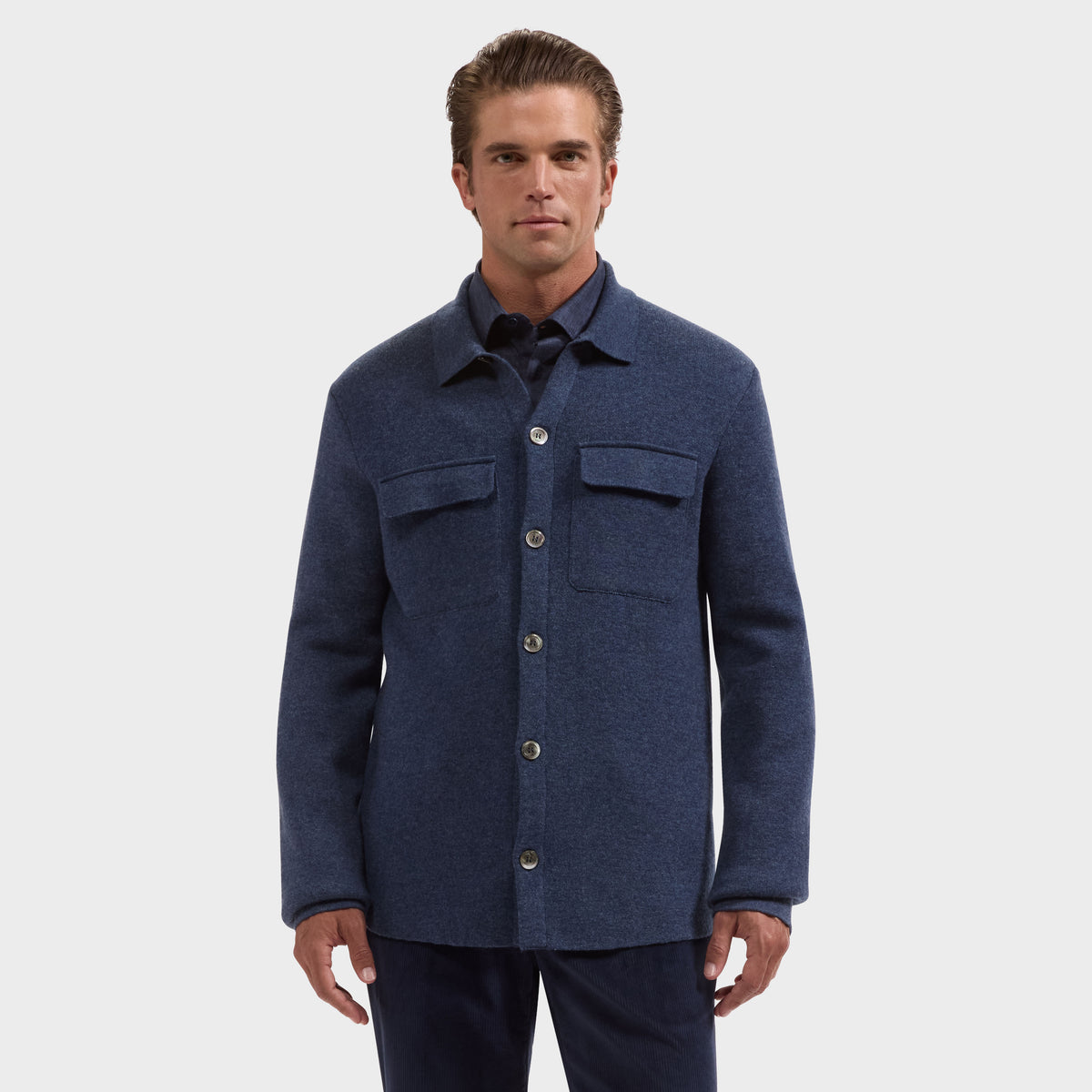 Double-Faced Heathered Shirt Sweater