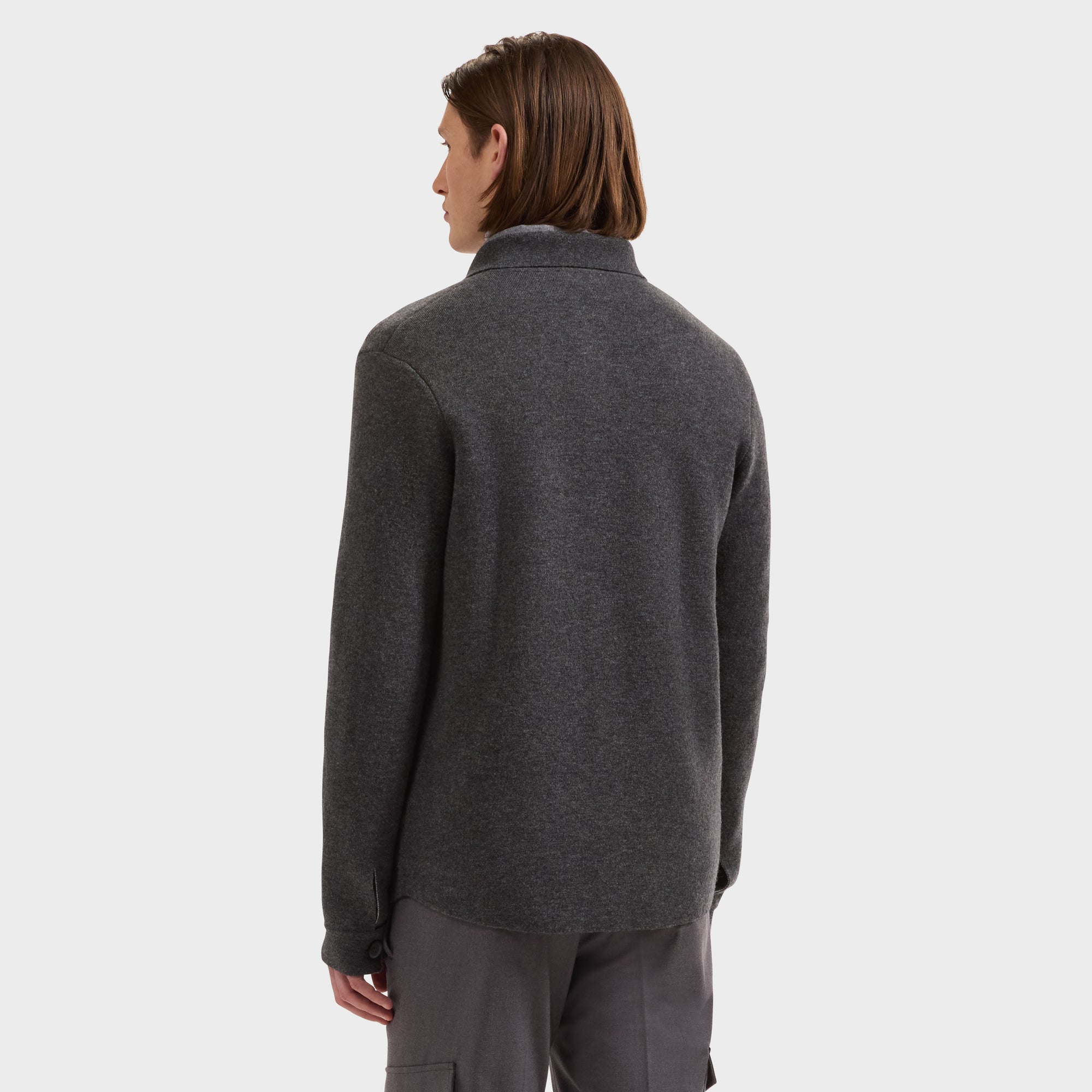 Double-Faced Heathered Shirt Sweater