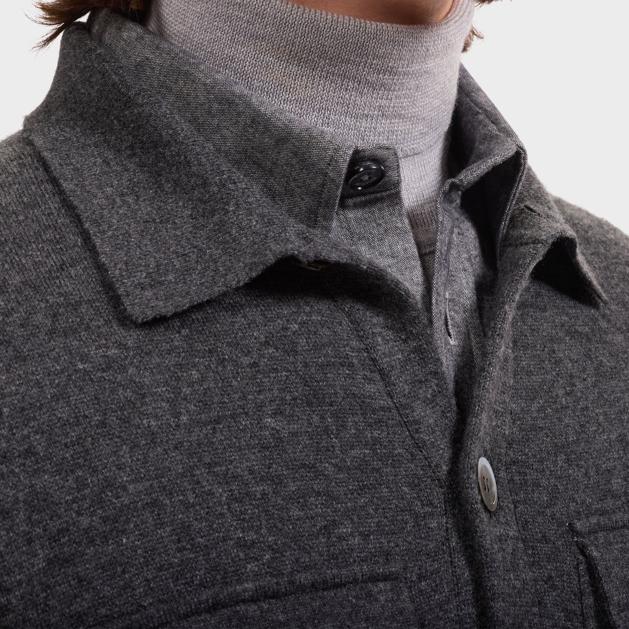 Double-Faced Heathered Shirt Sweater