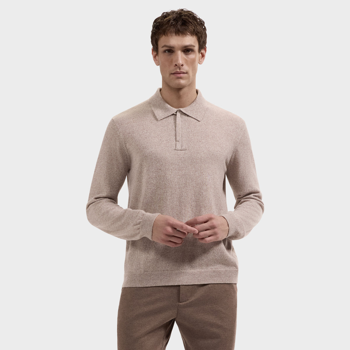 Heathered Quarter-Zip Polo Sweater