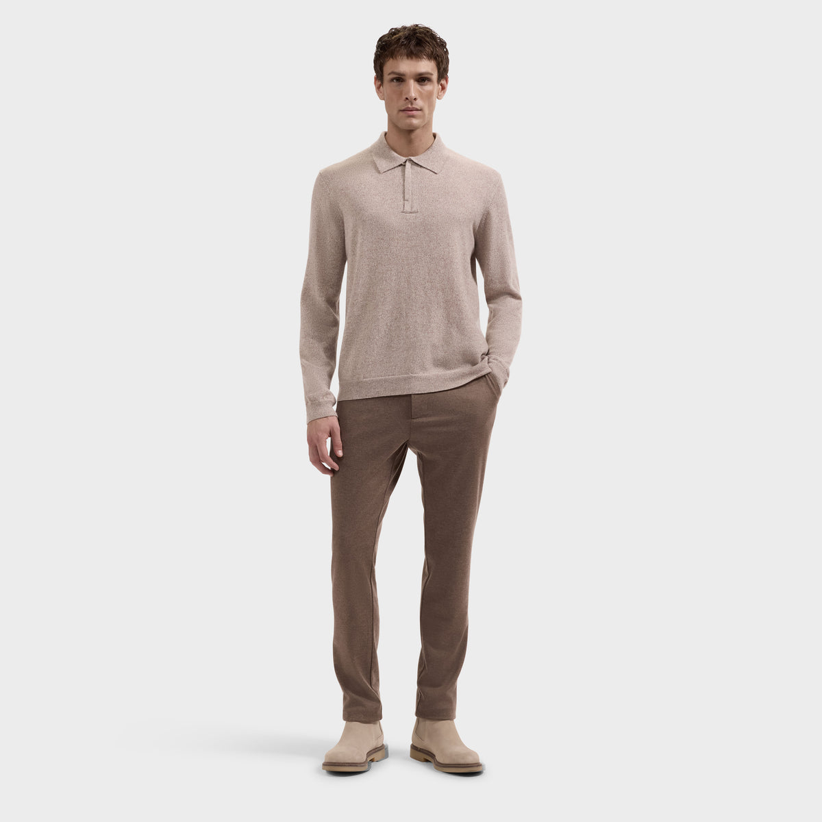 Heathered Quarter-Zip Polo Sweater