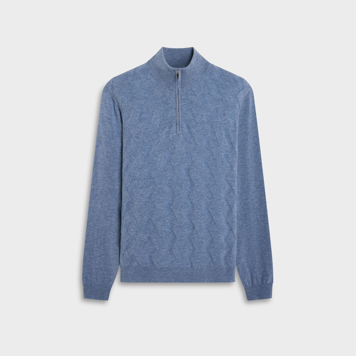 Braided Chevron Quarter-Zip Sweater