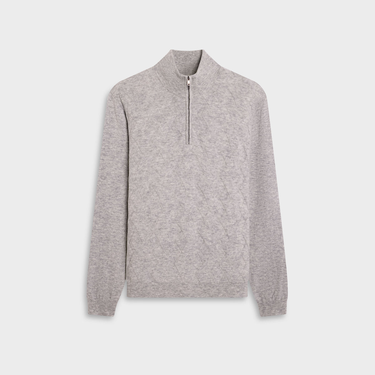 Braided Chevron Quarter-Zip Sweater